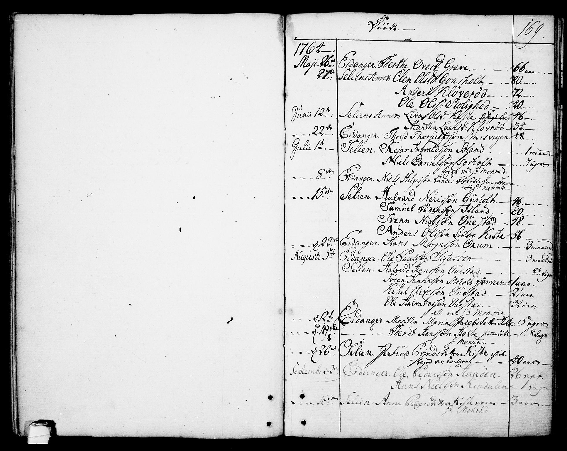 Eidanger kirkebøker, AV/SAKO-A-261/F/Fa/L0006: Parish register (official) no. 6, 1764-1814, p. 169