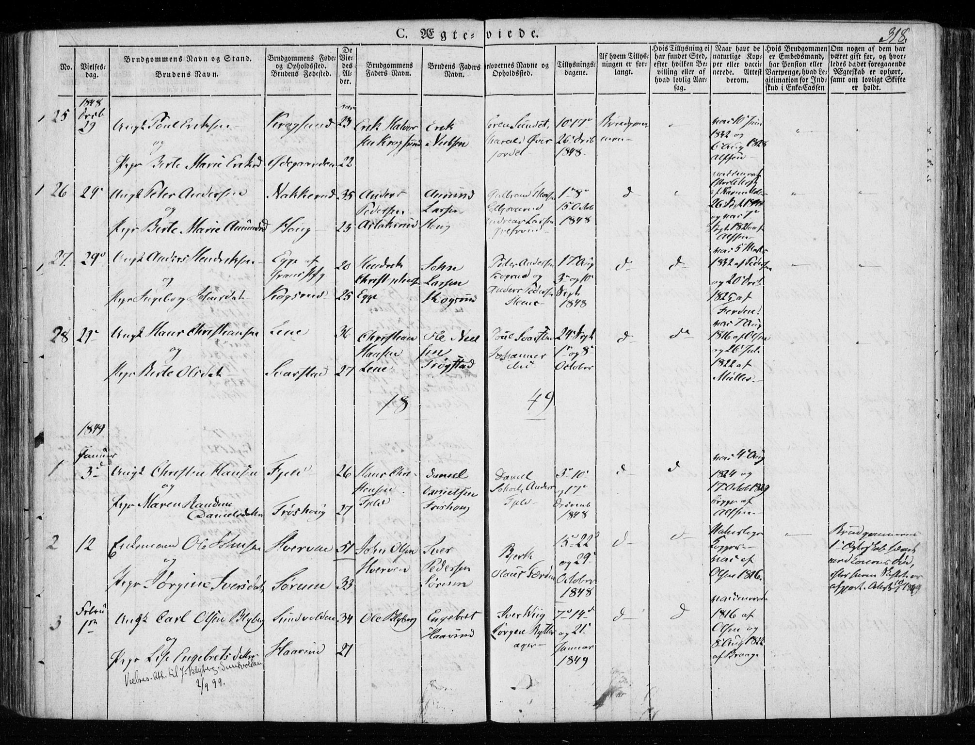 Hole kirkebøker, SAKO/A-228/F/Fa/L0005: Parish register (official) no. I 5, 1833-1851, p. 318