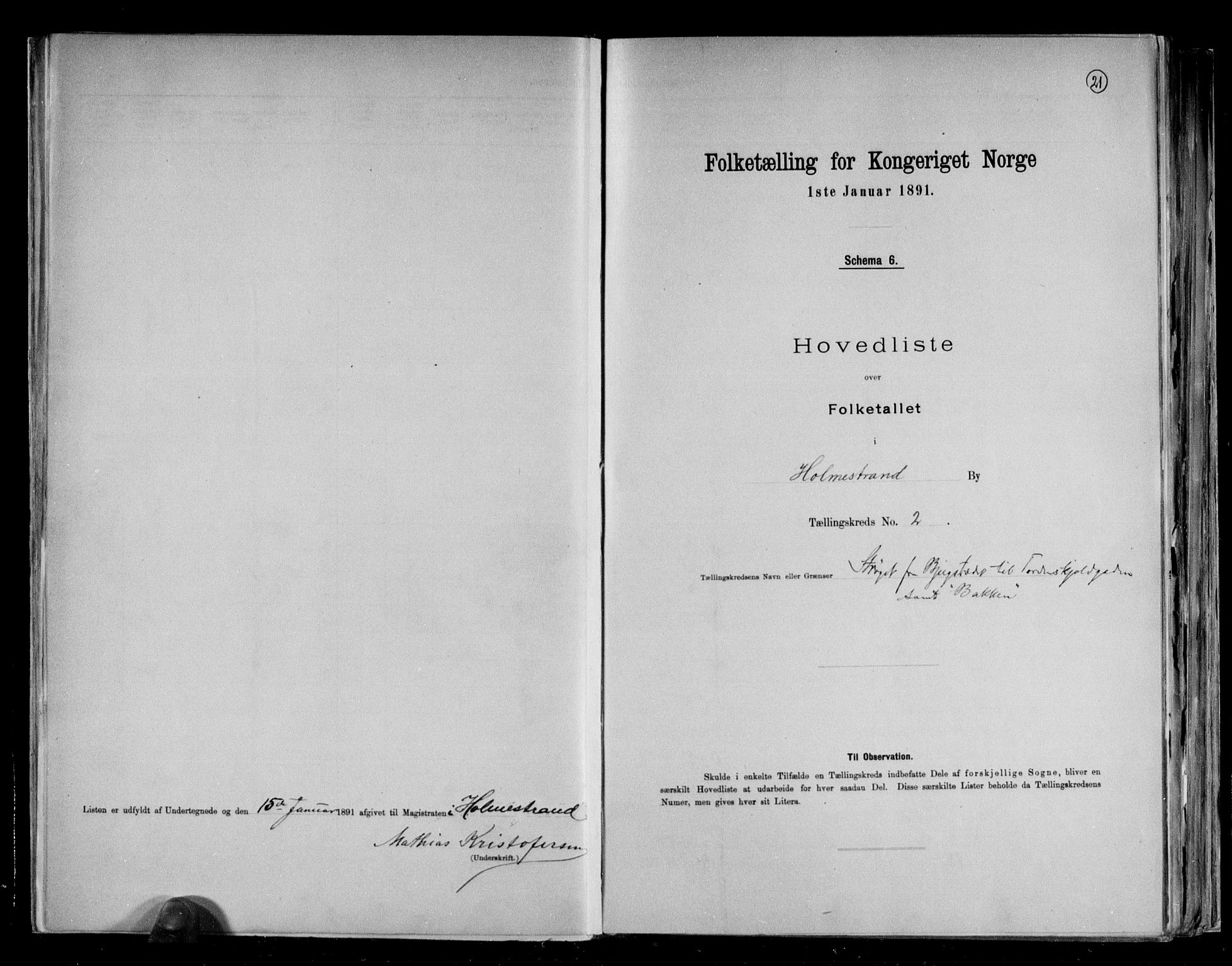 RA, 1891 census for 0702 Holmestrand, 1891, p. 7