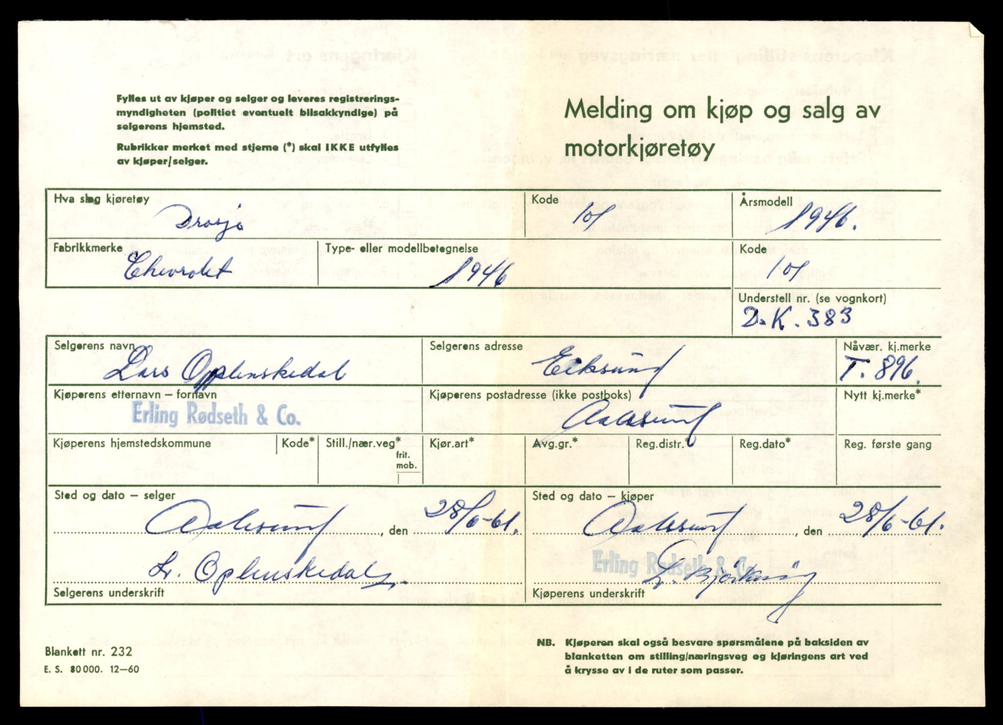 Møre og Romsdal vegkontor - Ålesund trafikkstasjon, SAT/A-4099/F/Fe/L0009: Registreringskort for kjøretøy T 896 - T 1049, 1927-1998, p. 3