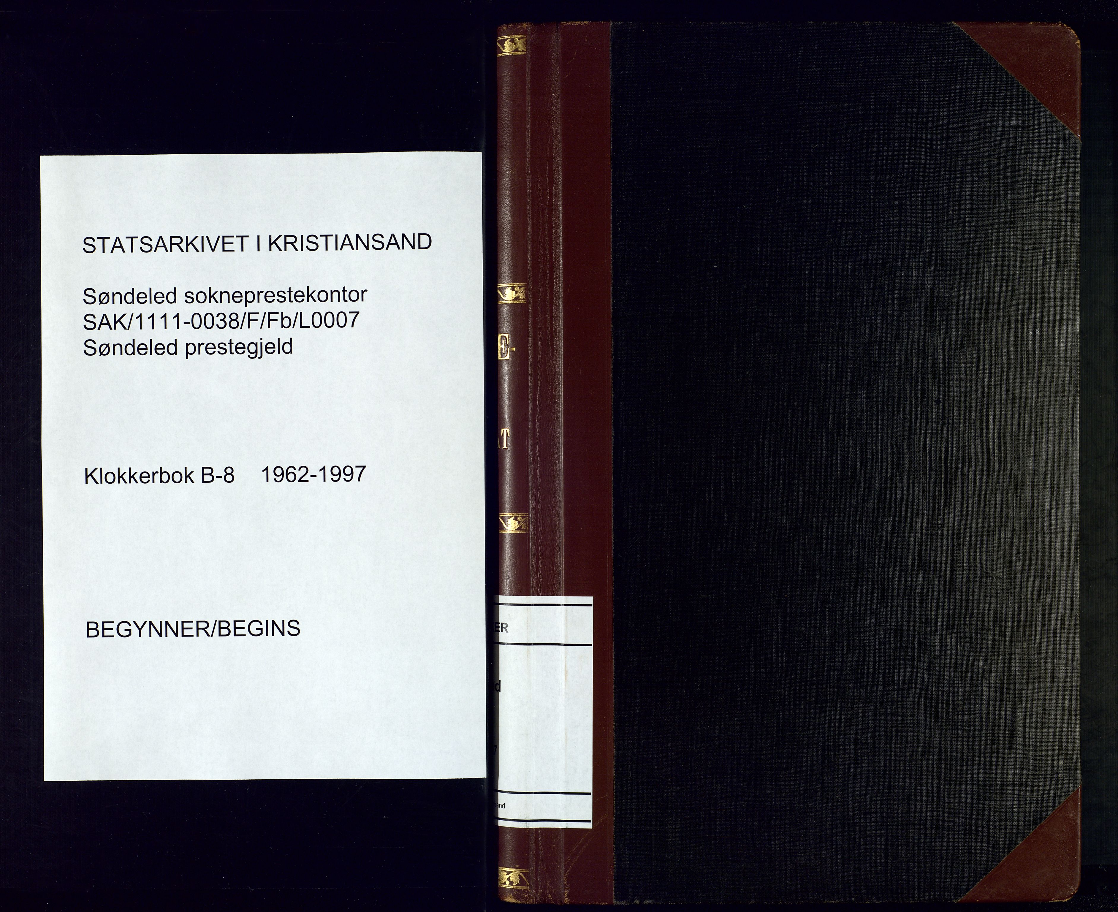Søndeled sokneprestkontor, SAK/1111-0038/F/Fb/L0007: Parish register (copy) no. B 8, 1962-1997