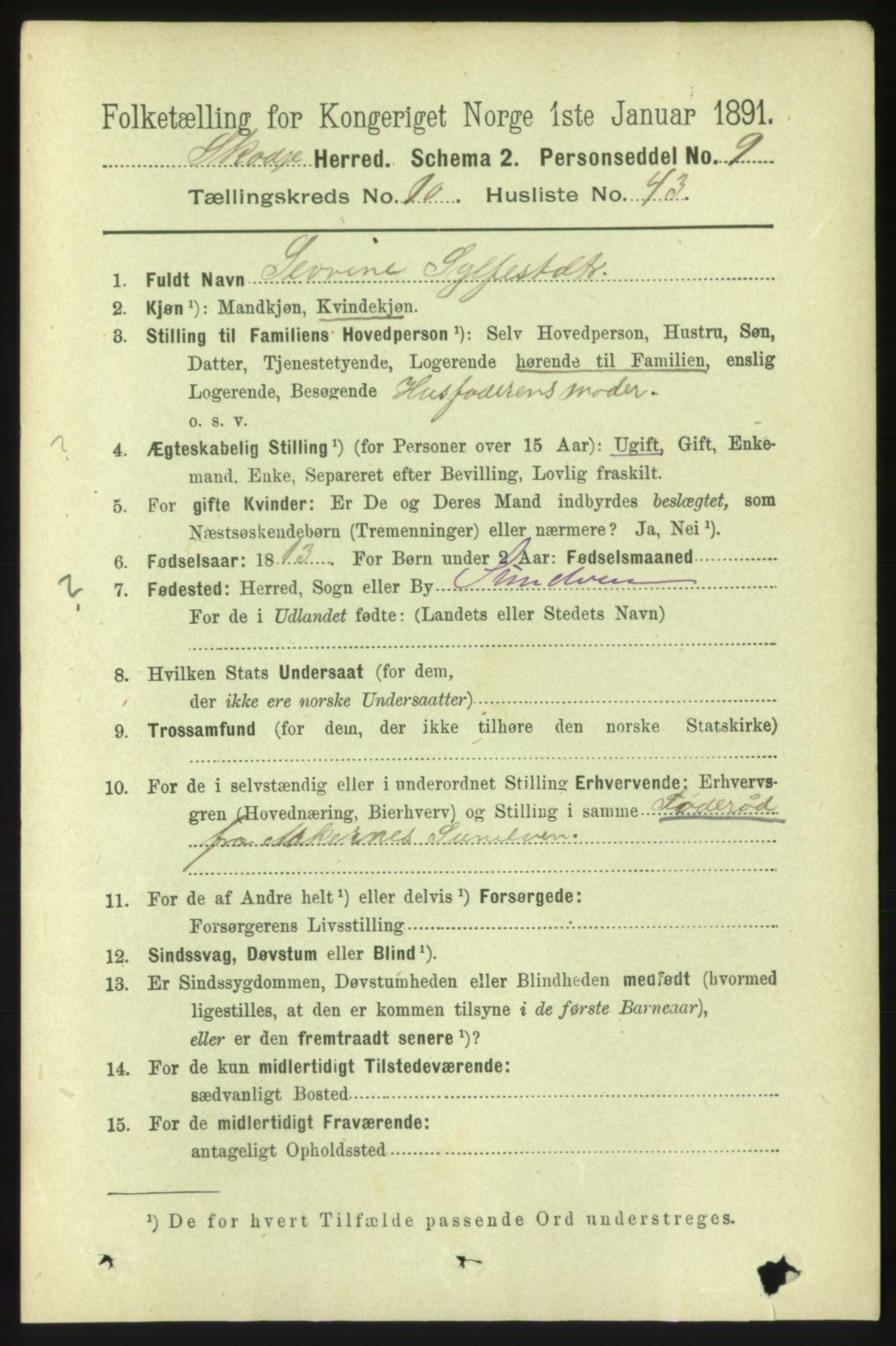 RA, 1891 census for 1529 Skodje, 1891, p. 2262