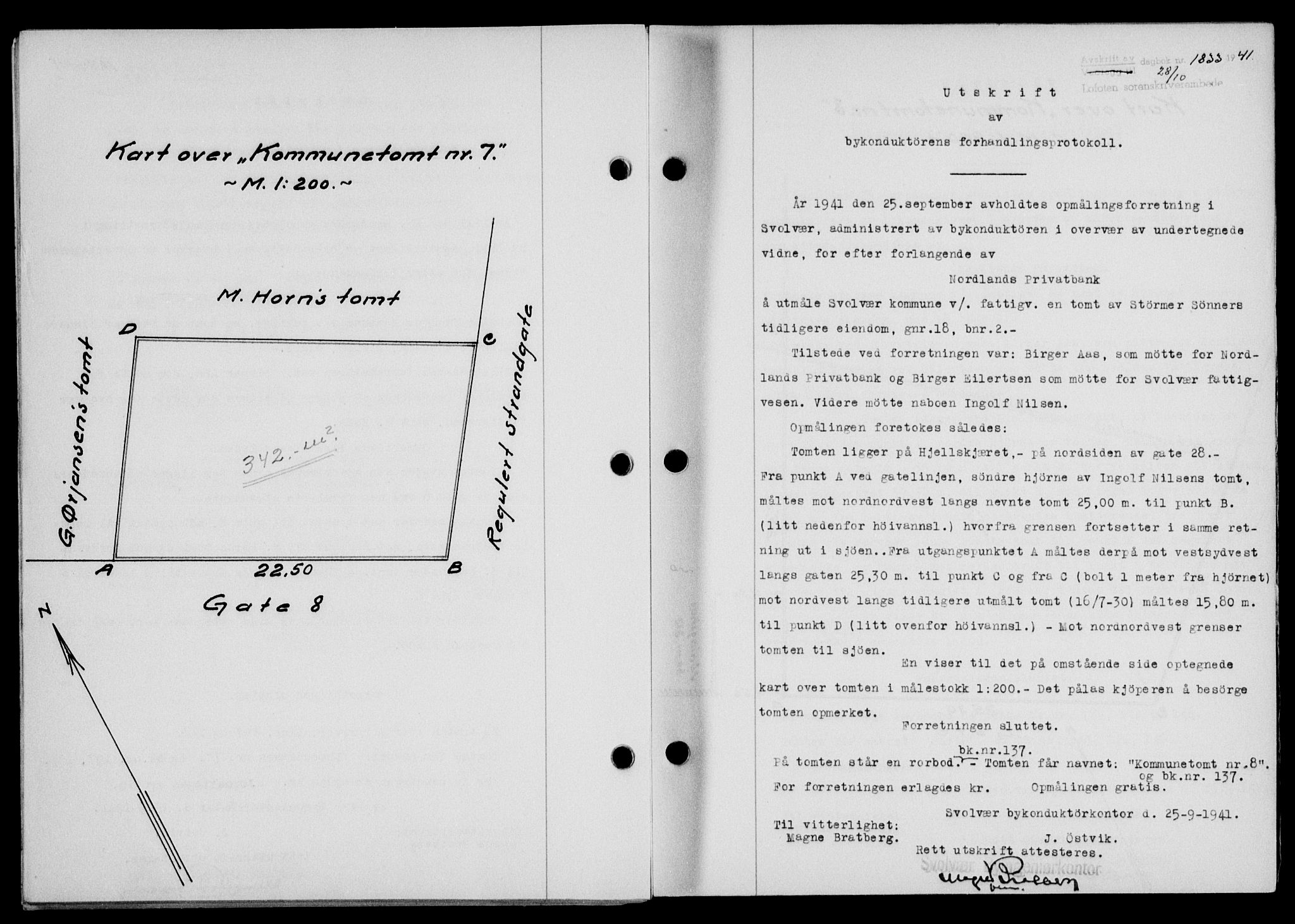 Lofoten sorenskriveri, SAT/A-0017/1/2/2C/L0009a: Mortgage book no. 9a, 1941-1942, Diary no: : 1833/1941