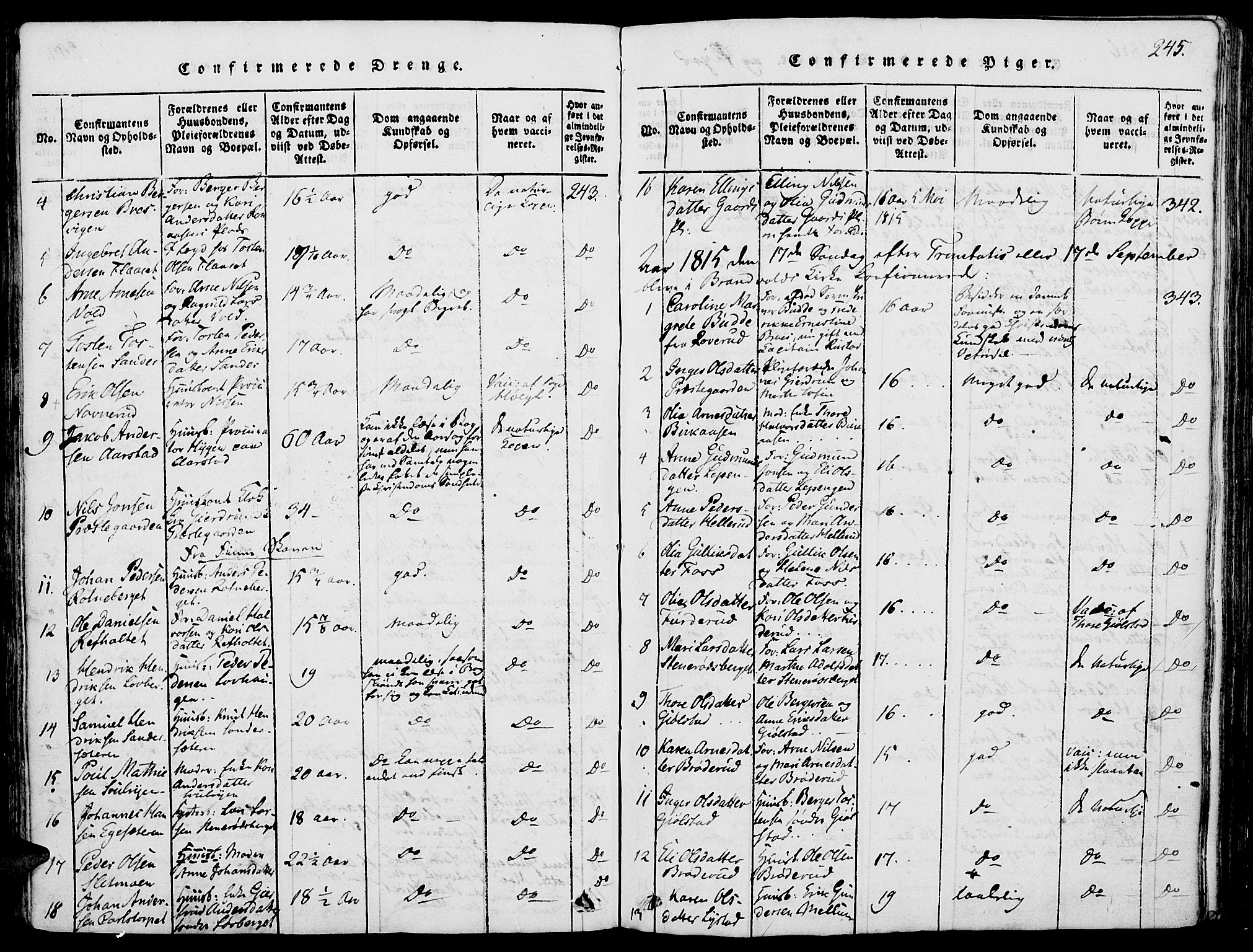 Grue prestekontor, SAH/PREST-036/H/Ha/Haa/L0006: Parish register (official) no. 6, 1814-1830, p. 245