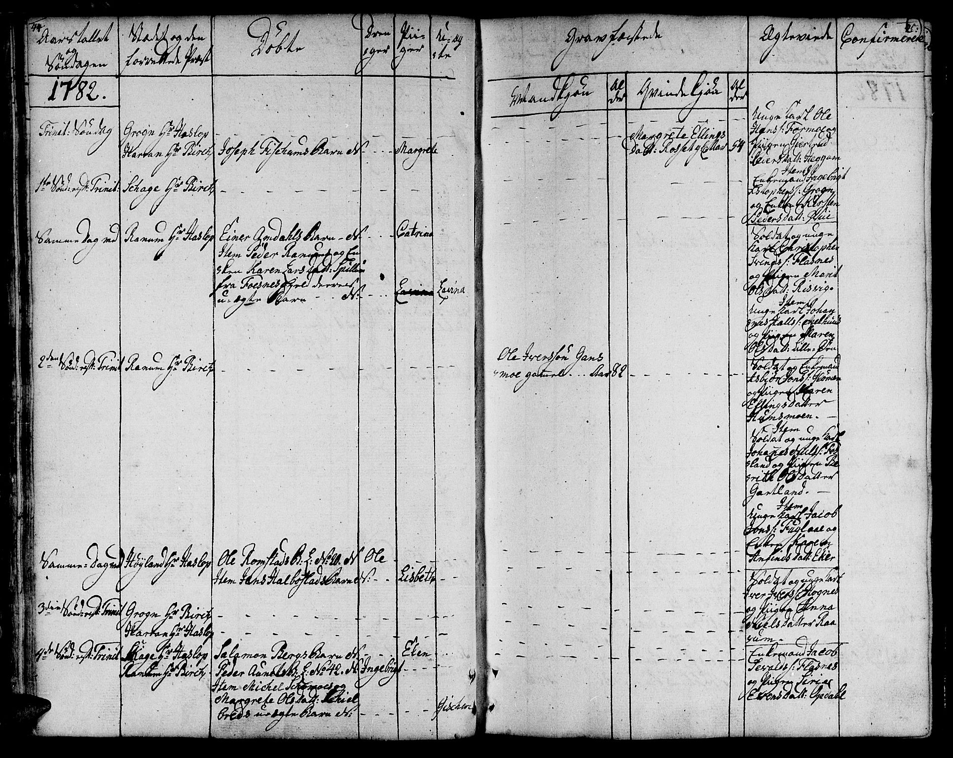 Ministerialprotokoller, klokkerbøker og fødselsregistre - Nord-Trøndelag, AV/SAT-A-1458/764/L0544: Parish register (official) no. 764A04, 1780-1798, p. 44-45