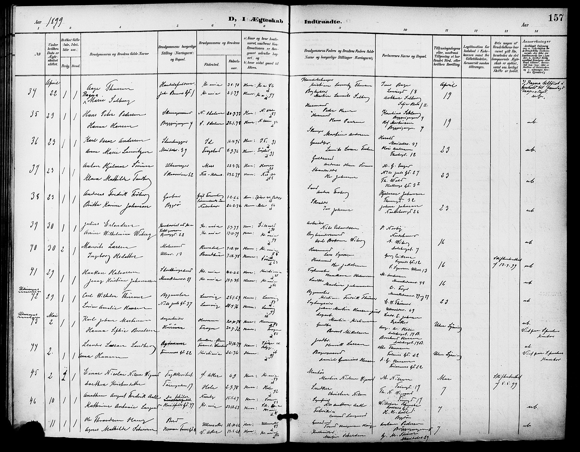 Gamle Aker prestekontor Kirkebøker, SAO/A-10617a/F/L0012: Parish register (official) no. 12, 1898-1910, p. 157