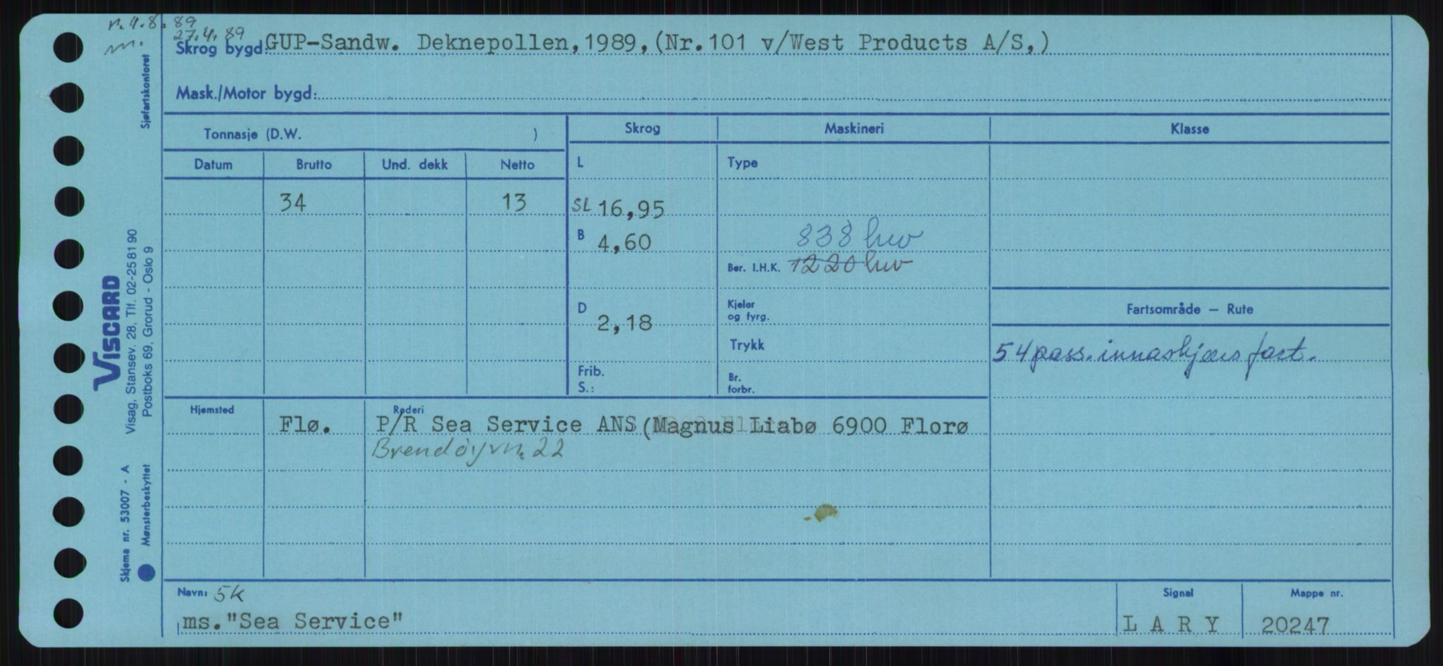 Sjøfartsdirektoratet med forløpere, Skipsmålingen, RA/S-1627/H/Ha/L0005/0001: Fartøy, S-Sven / Fartøy, S-Skji, p. 227