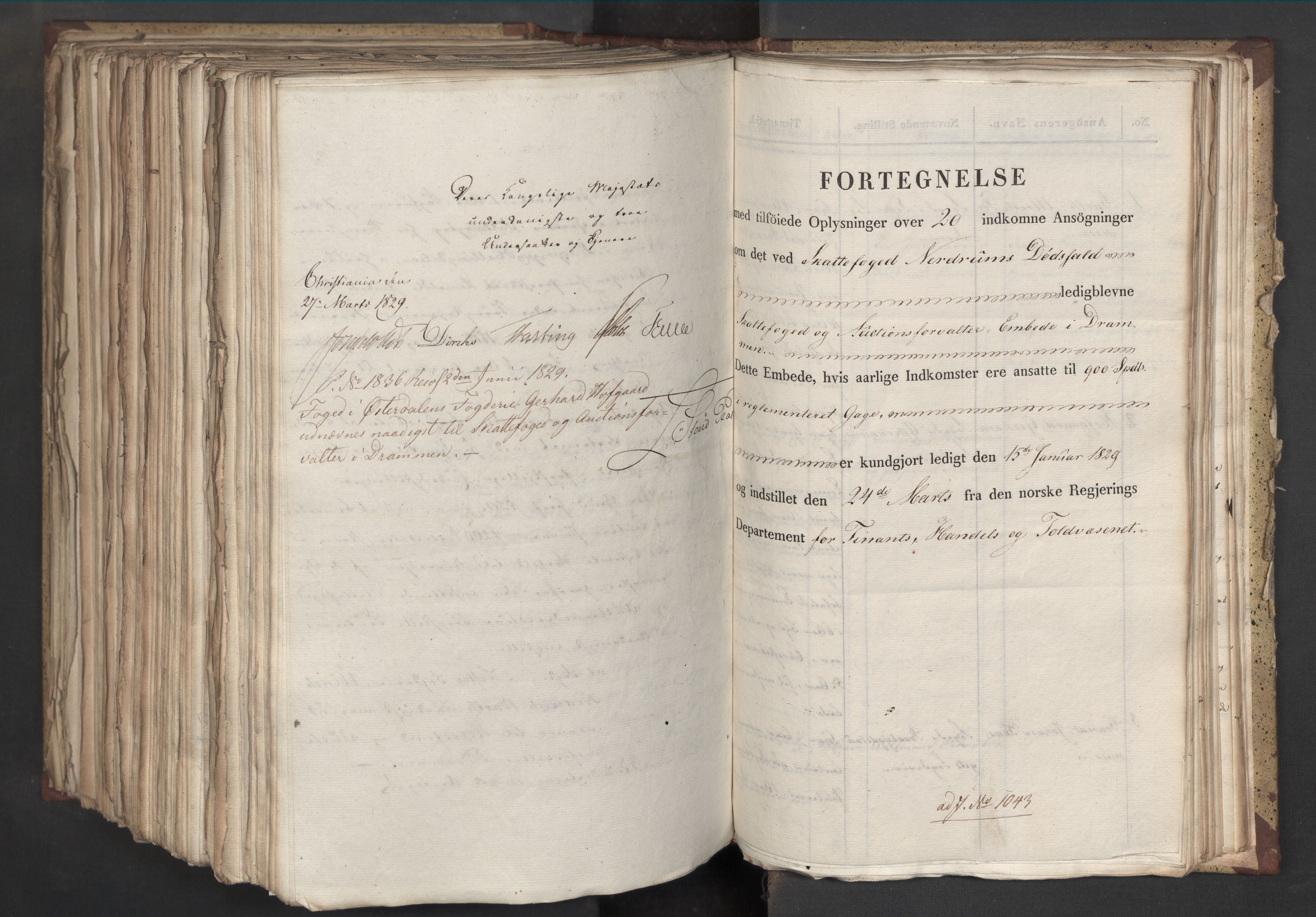 Statsrådsavdelingen i Stockholm, AV/RA-S-1003/D/Da/L0058: Regjeringsinnstillinger nr. 808-1073, 1829, p. 703