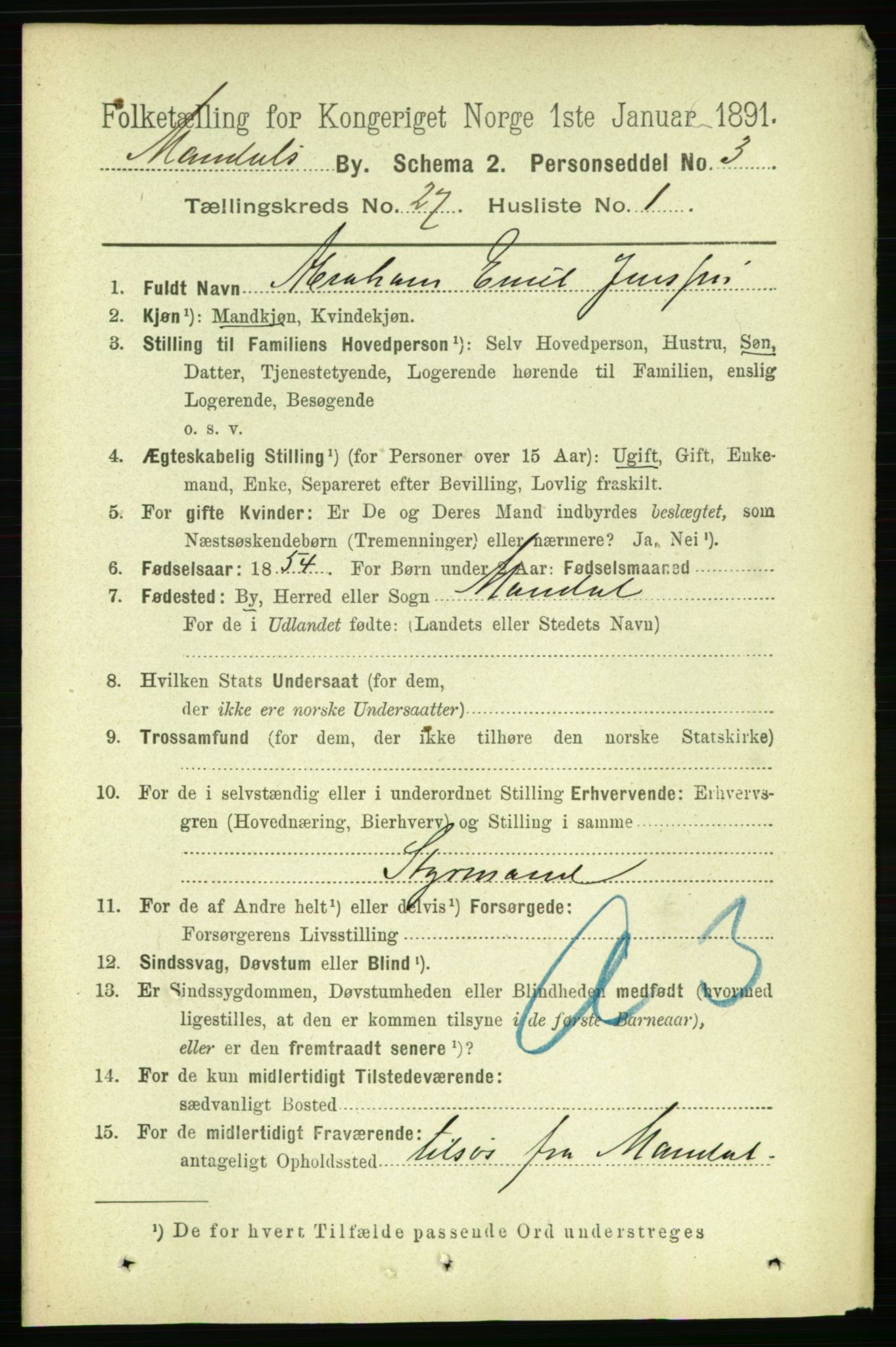 RA, 1891 census for 1002 Mandal, 1891, p. 4883