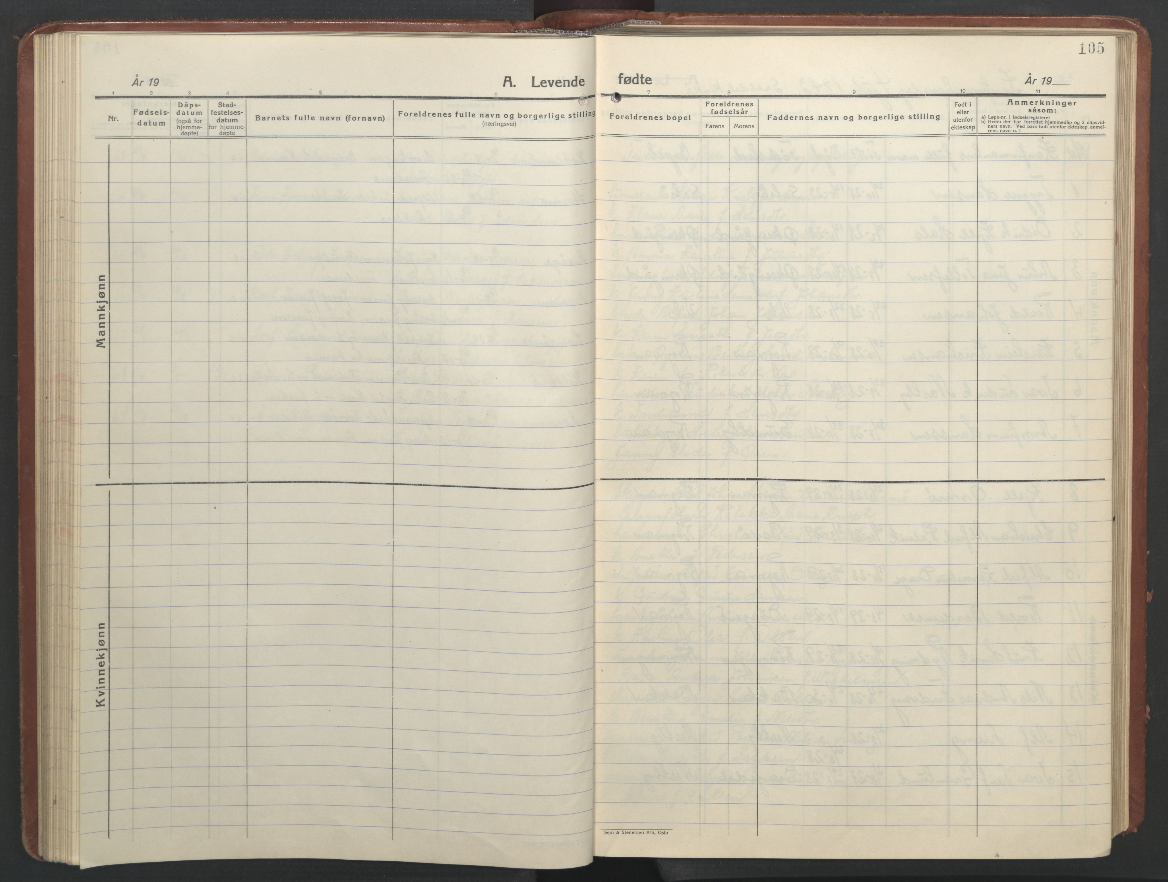 Ministerialprotokoller, klokkerbøker og fødselsregistre - Nordland, SAT/A-1459/847/L0680: Parish register (copy) no. 847C08, 1930-1947, p. 105