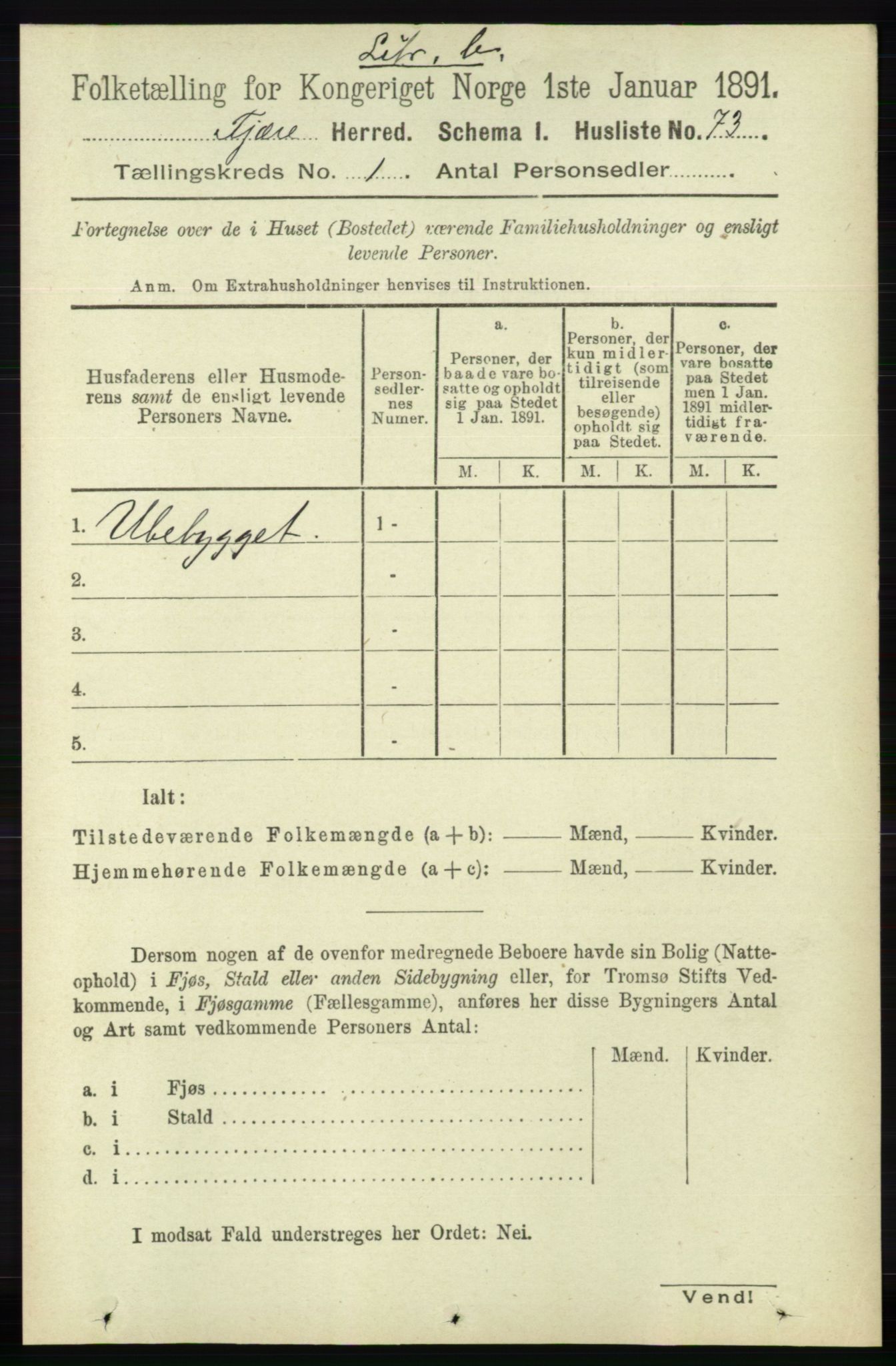 RA, 1891 census for 0923 Fjære, 1891, p. 108