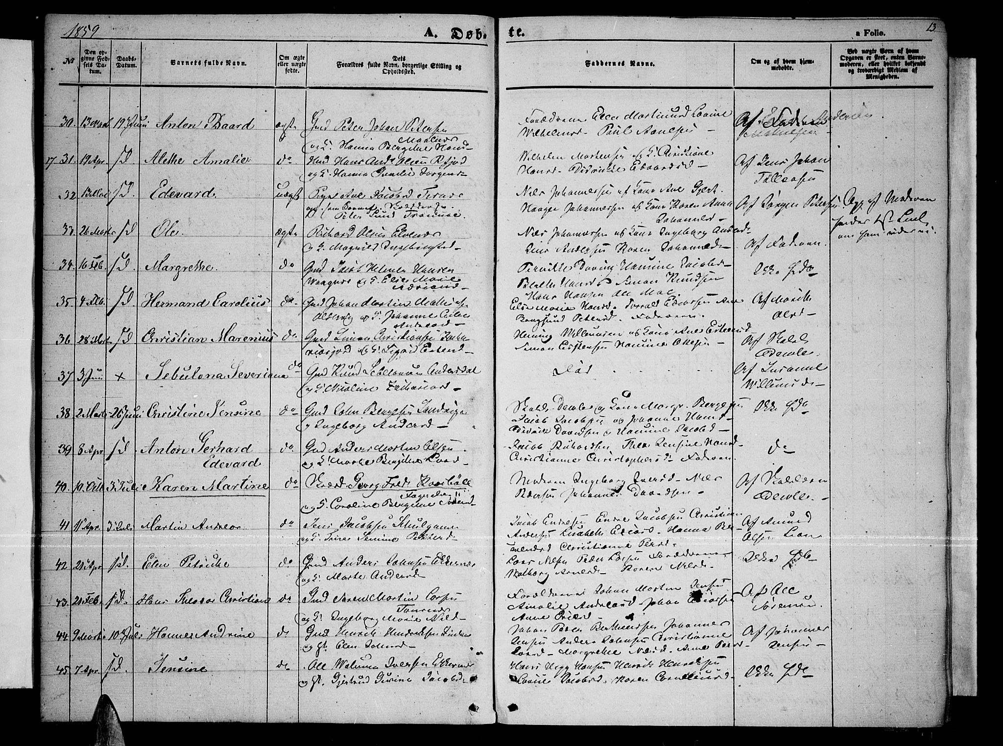 Tromsøysund sokneprestkontor, AV/SATØ-S-1304/G/Gb/L0001klokker: Parish register (copy) no. 1, 1857-1869, p. 13