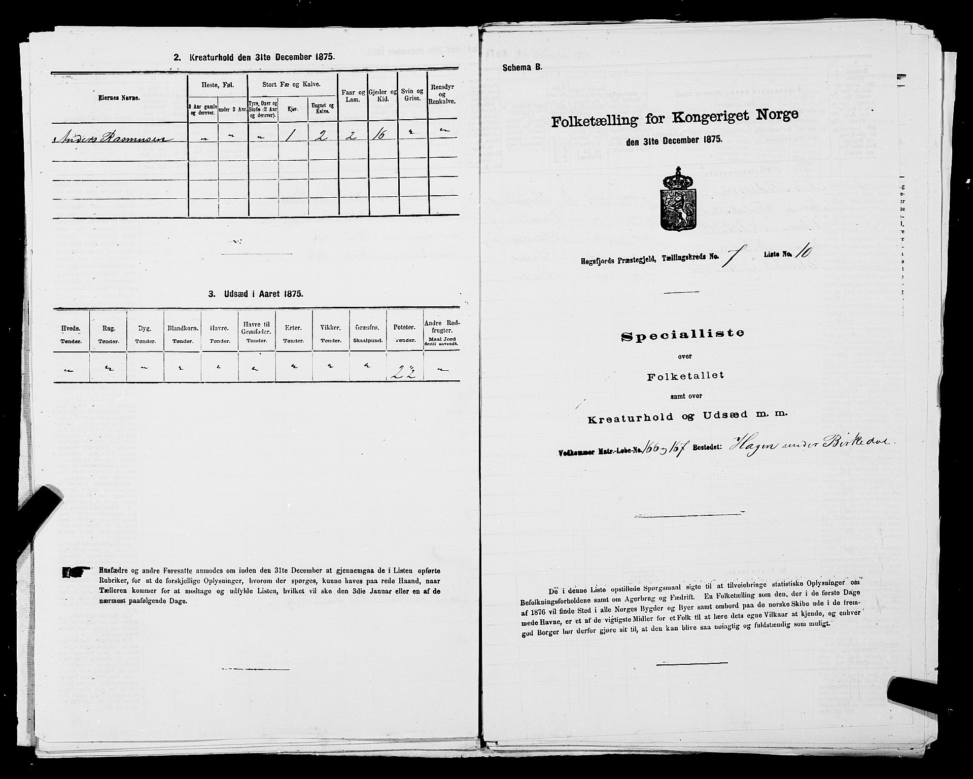 SAST, 1875 census for 1128P Høgsfjord, 1875, p. 615