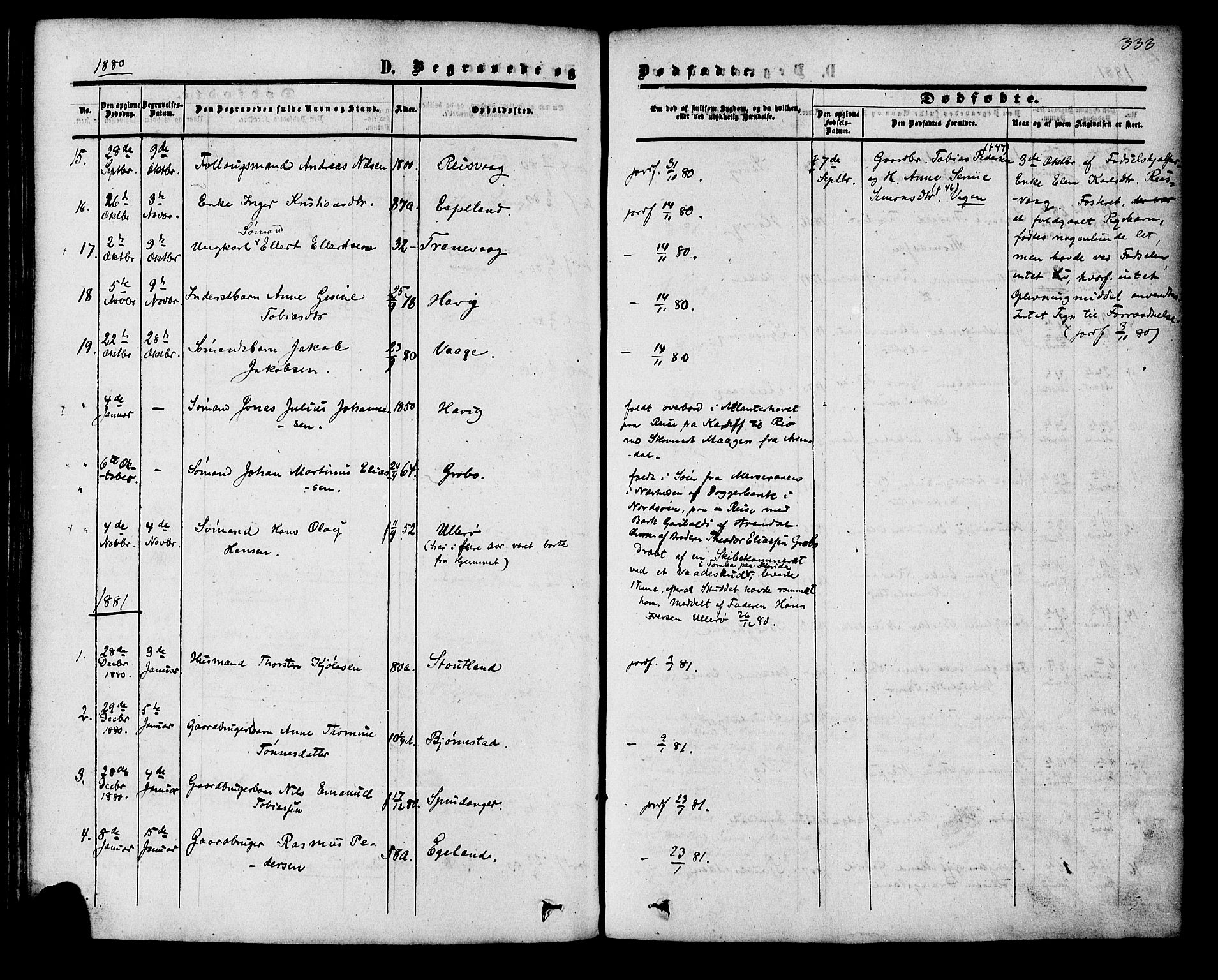 Herad sokneprestkontor, SAK/1111-0018/F/Fa/Fab/L0004: Parish register (official) no. A 4, 1853-1885, p. 333