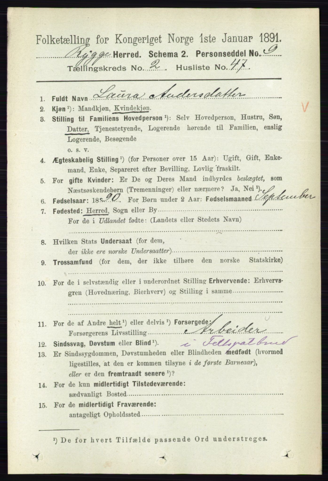 RA, 1891 census for 0136 Rygge, 1891, p. 1308