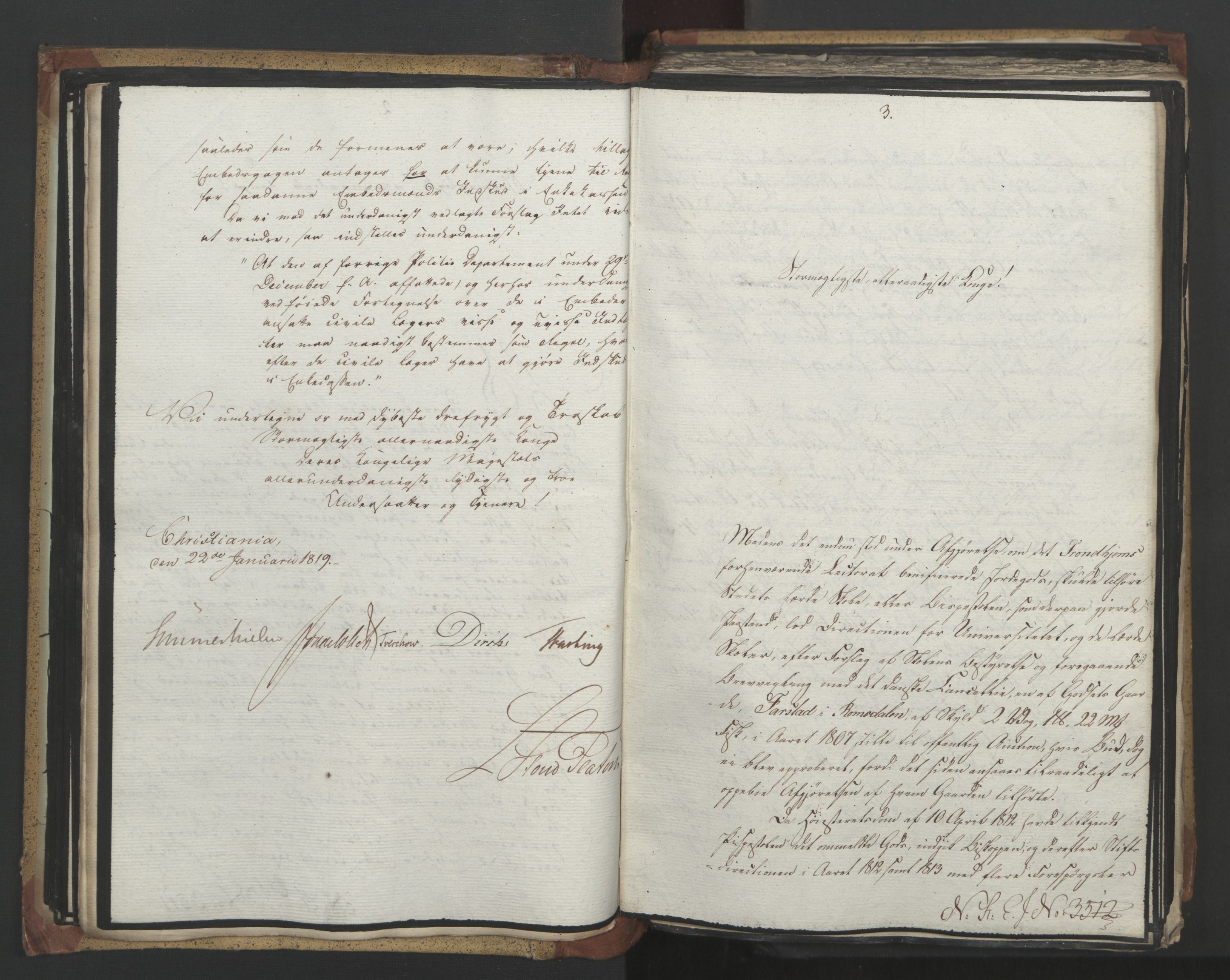 Statsrådsavdelingen i Stockholm, AV/RA-S-1003/D/Da/L0017: Regjeringsinnstillinger nr. 3469-3598, 1819, p. 94