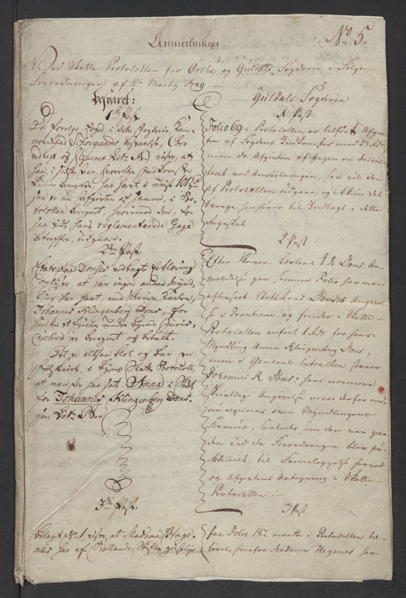 Rentekammeret inntil 1814, Reviderte regnskaper, Mindre regnskaper, AV/RA-EA-4068/Rf/Rfe/L0032: Numedal og Sandsvær fogderi, Orkdal og Gauldal fogderi, 1789, p. 144