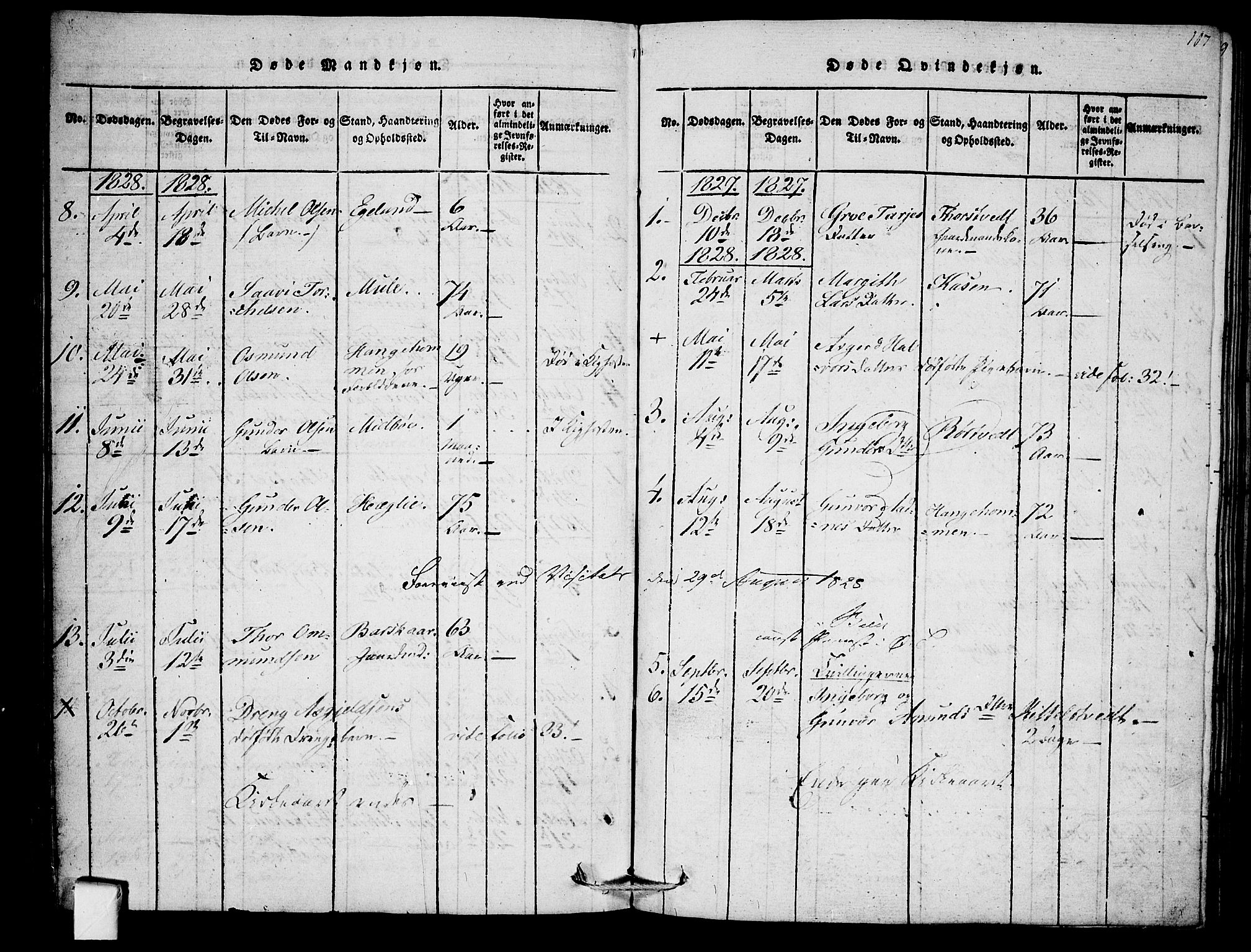 Mo kirkebøker, SAKO/A-286/F/Fb/L0001: Parish register (official) no. II 1, 1814-1844, p. 107