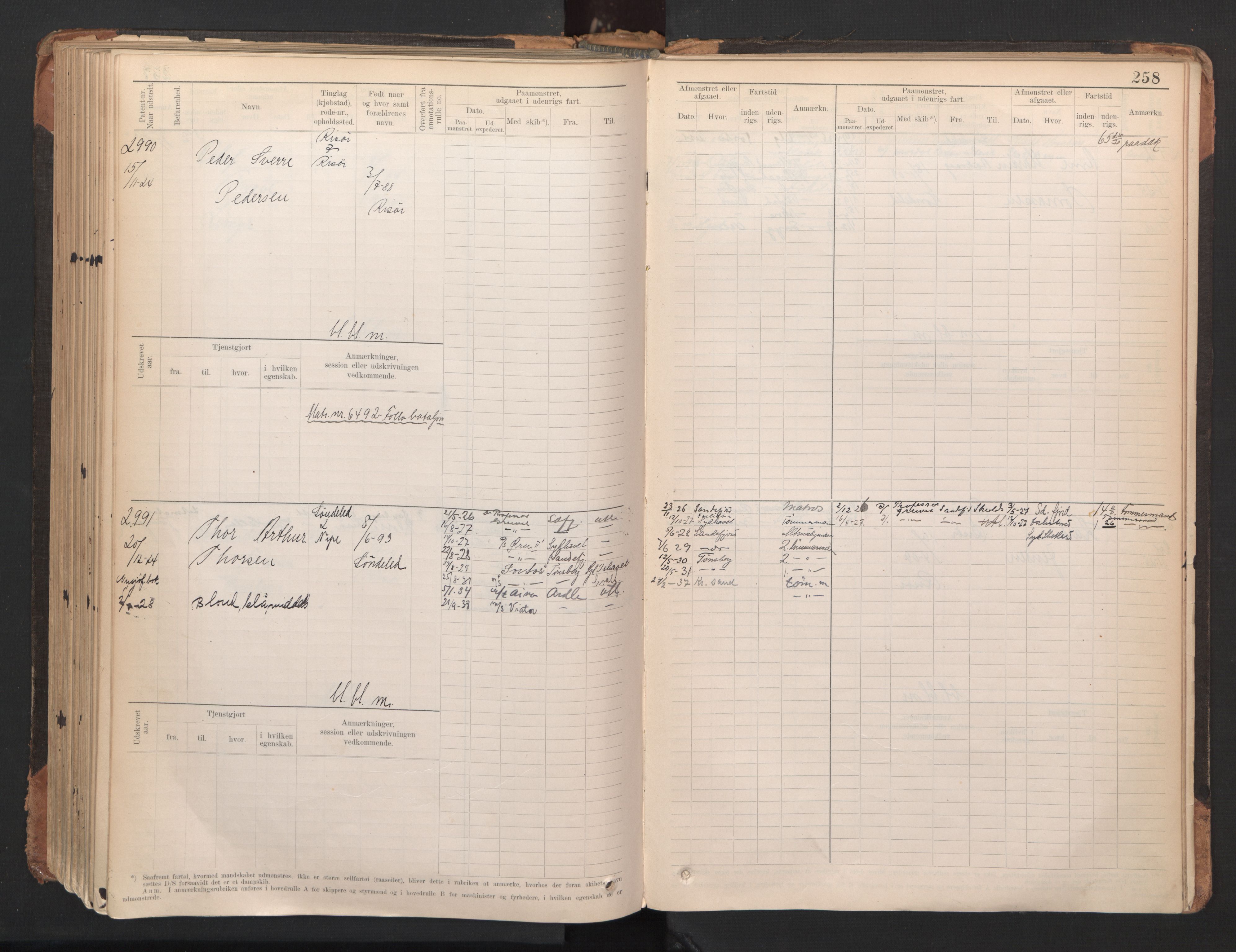 Risør mønstringskrets, AV/SAK-2031-0010/F/Fb/L0005: Hovedrulle A nr 2485-3065, Q-5, 1904-1948, p. 268