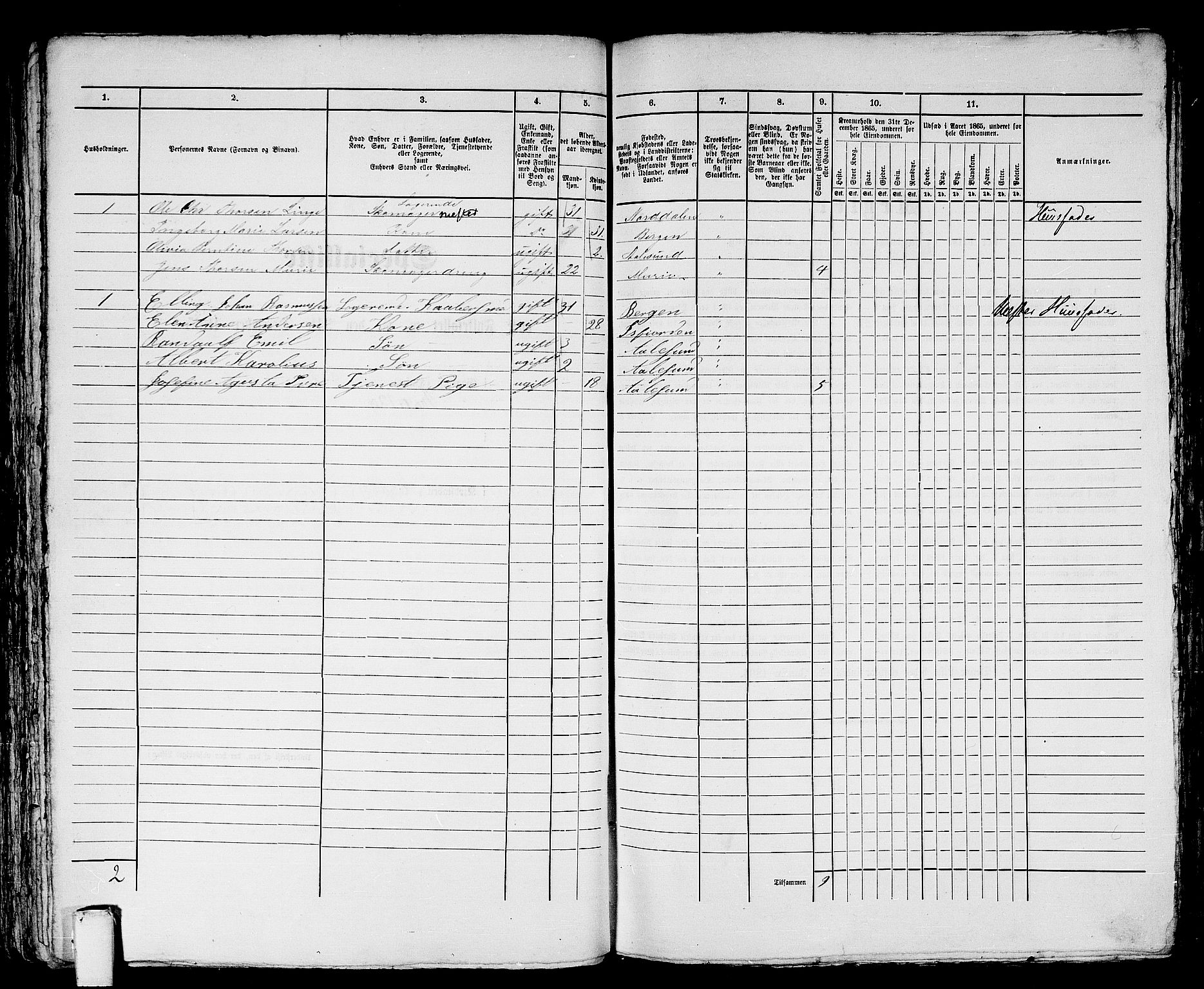 RA, 1865 census for Ålesund, 1865, p. 220