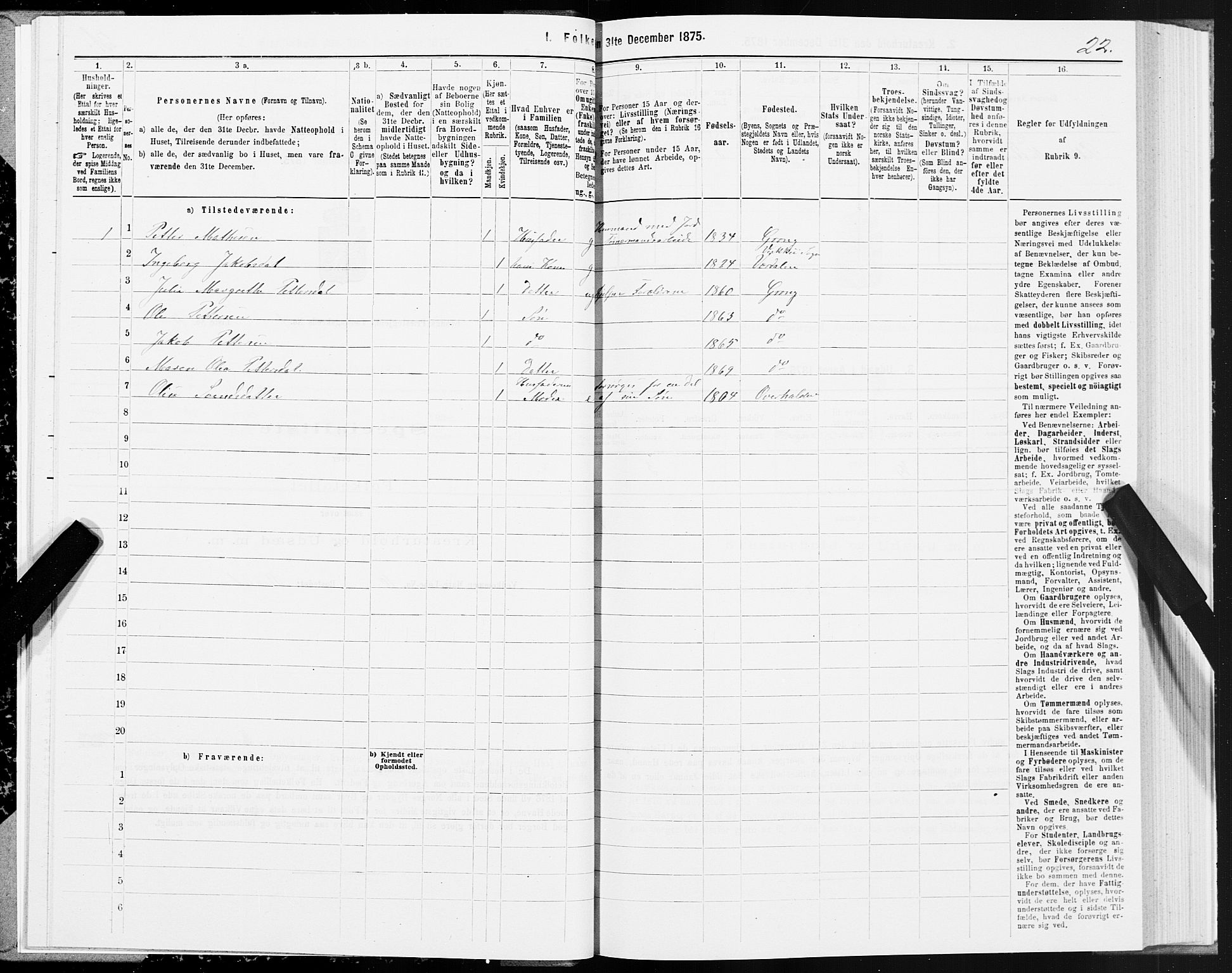 SAT, 1875 census for 1742P Grong, 1875, p. 1022