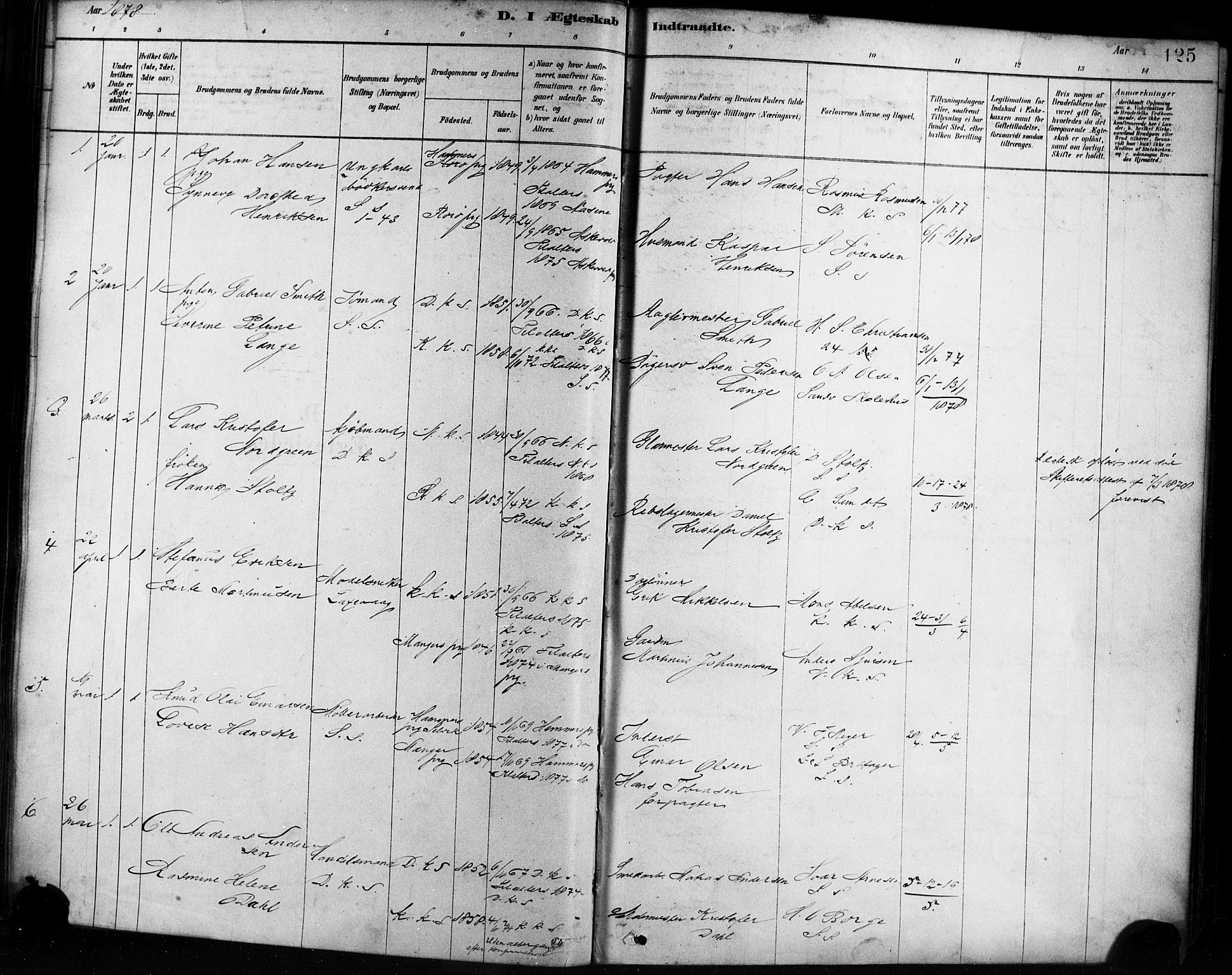 Sandviken Sokneprestembete, SAB/A-77601/H/Ha/L0002: Parish register (official) no. A 2, 1878-1896, p. 125