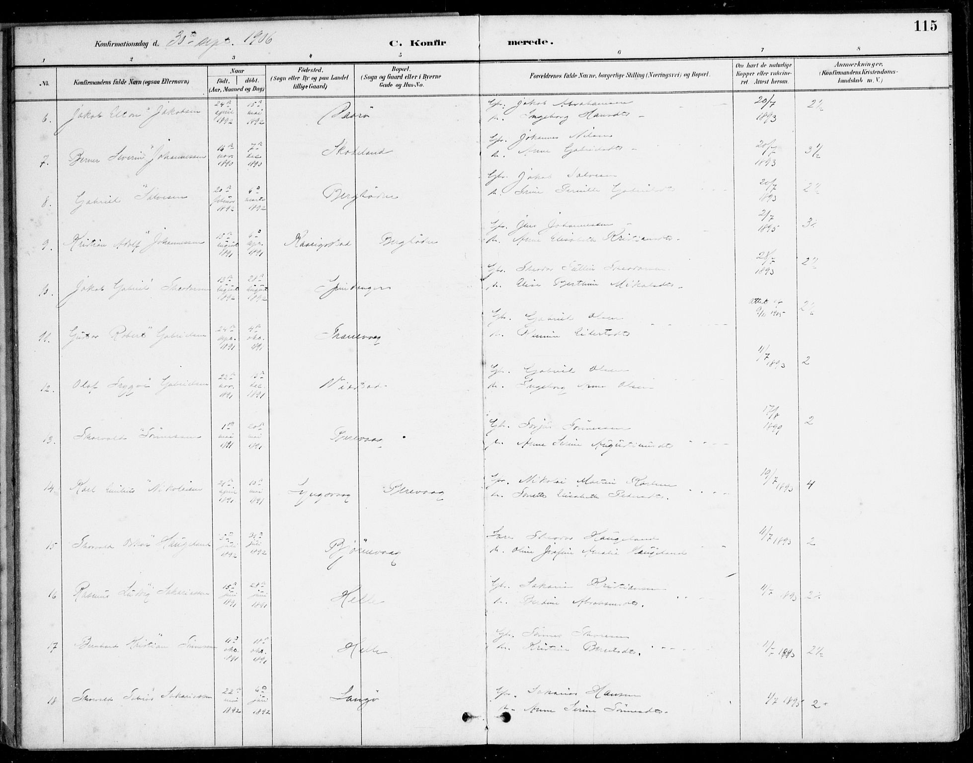 Herad sokneprestkontor, SAK/1111-0018/F/Fa/Fab/L0005: Parish register (official) no. A 5, 1886-1913, p. 115