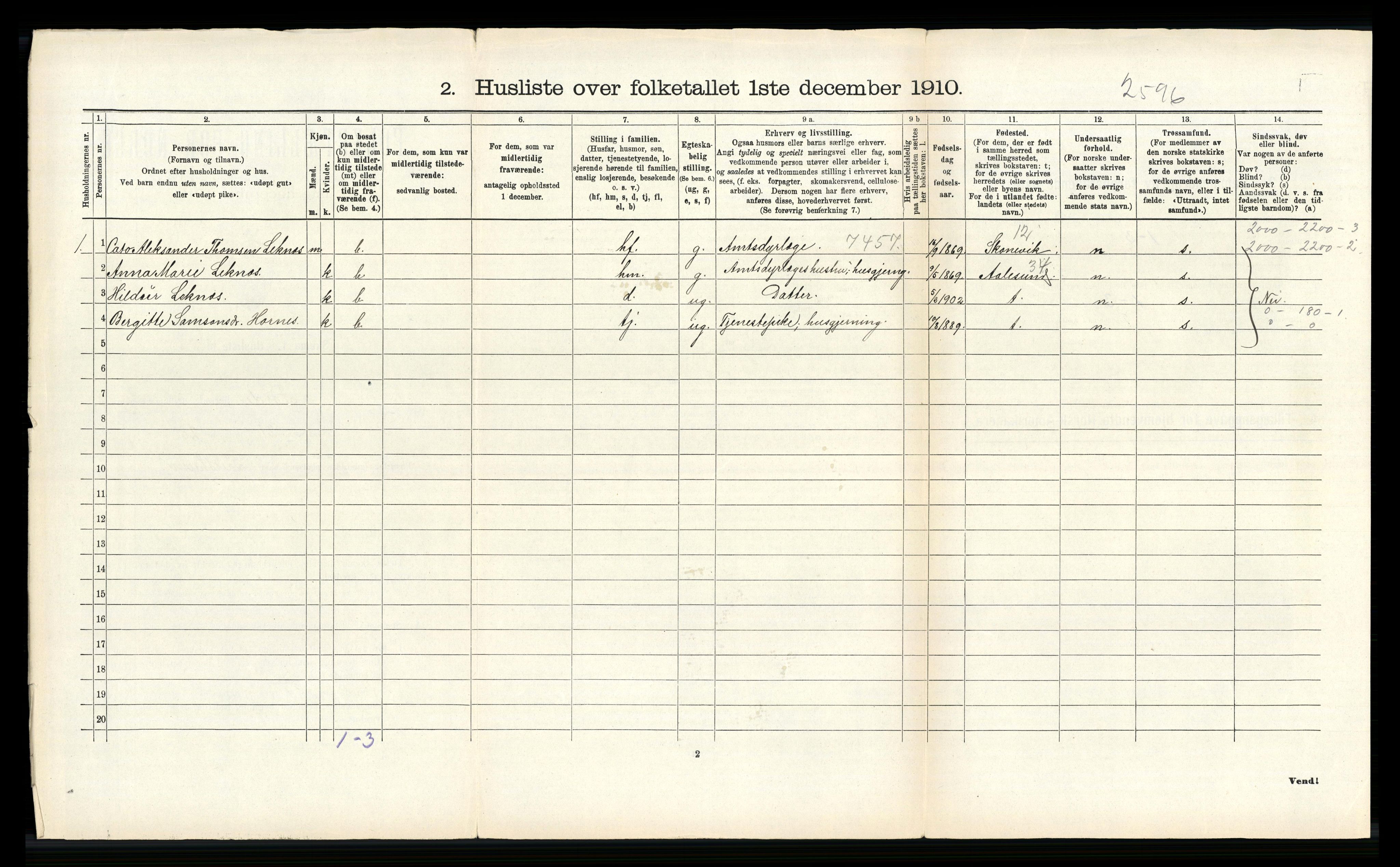 RA, 1910 census for Førde, 1910, p. 190