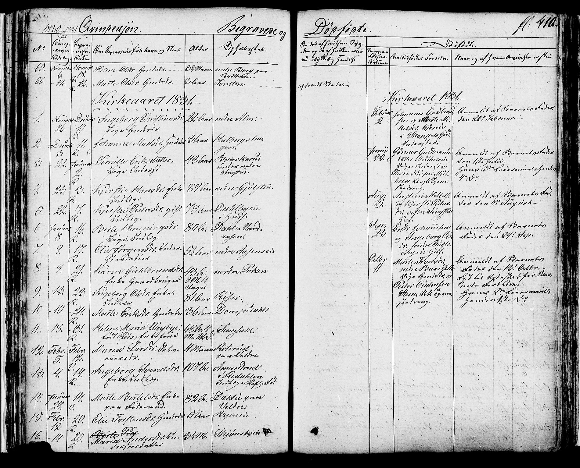Ringsaker prestekontor, AV/SAH-PREST-014/K/Ka/L0007: Parish register (official) no. 7B, 1826-1837, p. 410