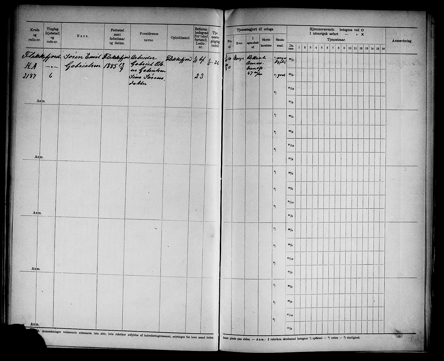 Kristiansand mønstringskrets, SAK/2031-0015/F/Fd/L0012: Rulle sjøvernepliktige, C-12, 1910, p. 31