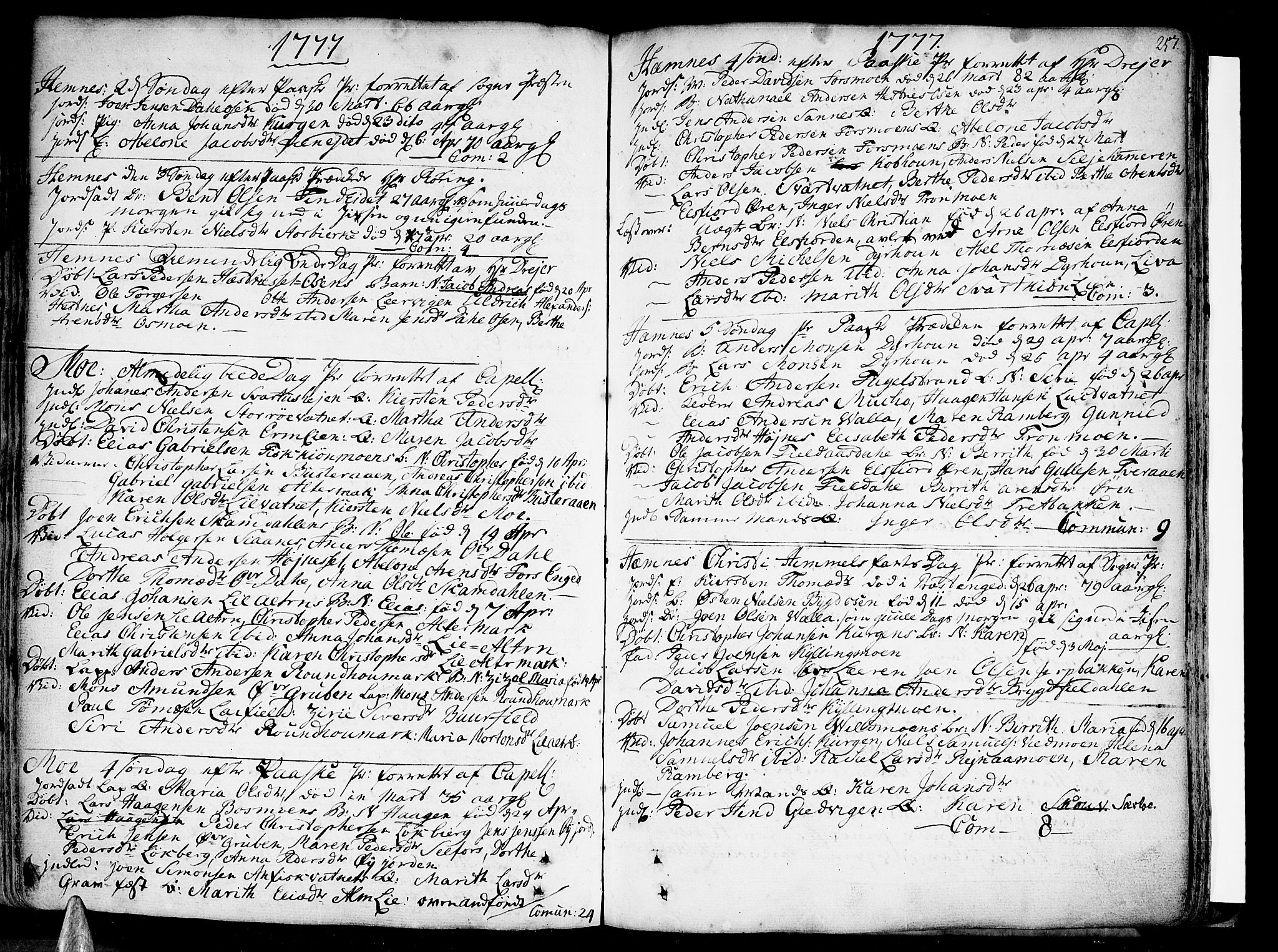 Ministerialprotokoller, klokkerbøker og fødselsregistre - Nordland, SAT/A-1459/825/L0348: Parish register (official) no. 825A04, 1752-1788, p. 257