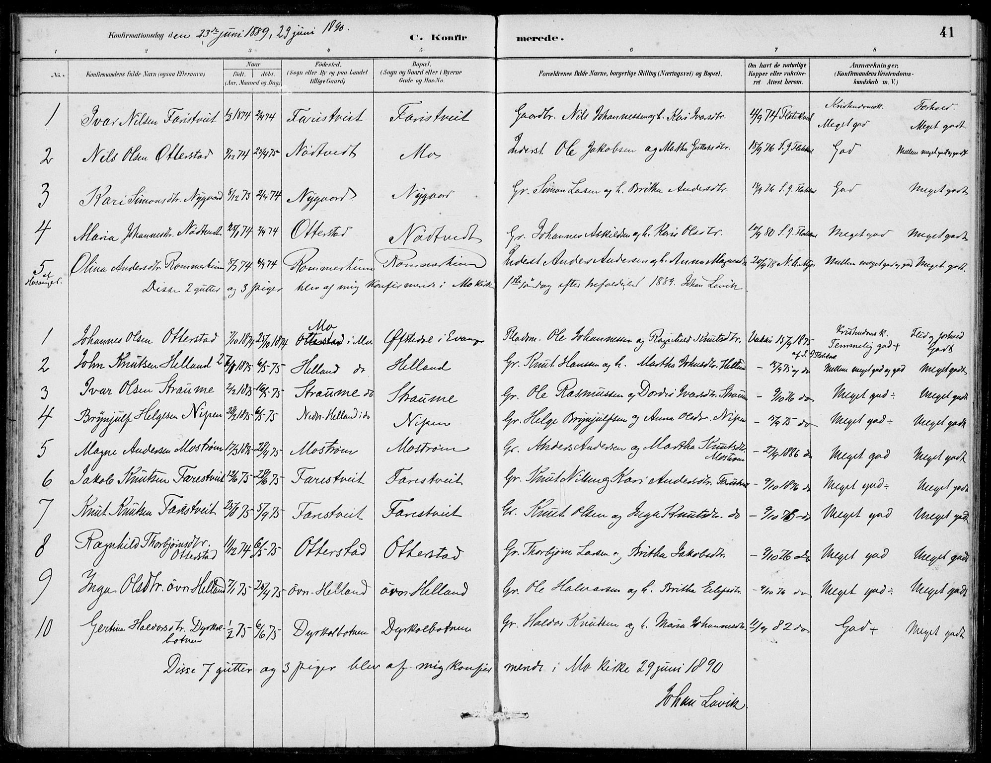 Hosanger sokneprestembete, SAB/A-75801/H/Haa: Parish register (official) no. C  1, 1880-1900, p. 41