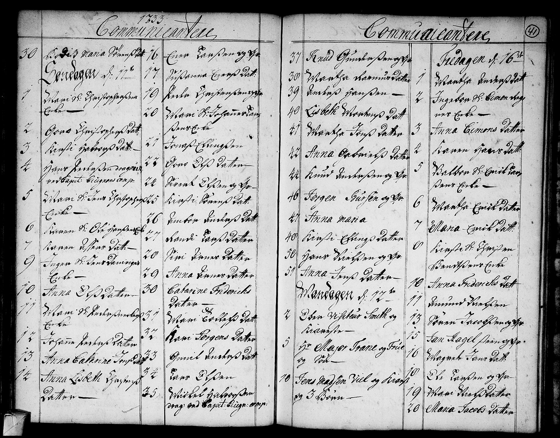 Strømsø kirkebøker, AV/SAKO-A-246/F/Fa/L0004: Parish register (official) no. I 4, 1731-1734, p. 41