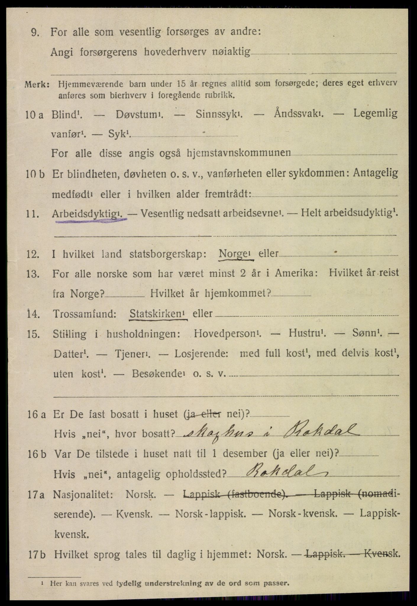 SAT, 1920 census for Ogndal, 1920, p. 3334