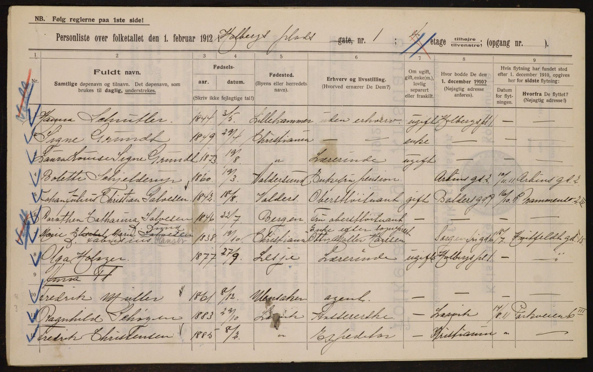 OBA, Municipal Census 1912 for Kristiania, 1912, p. 40937