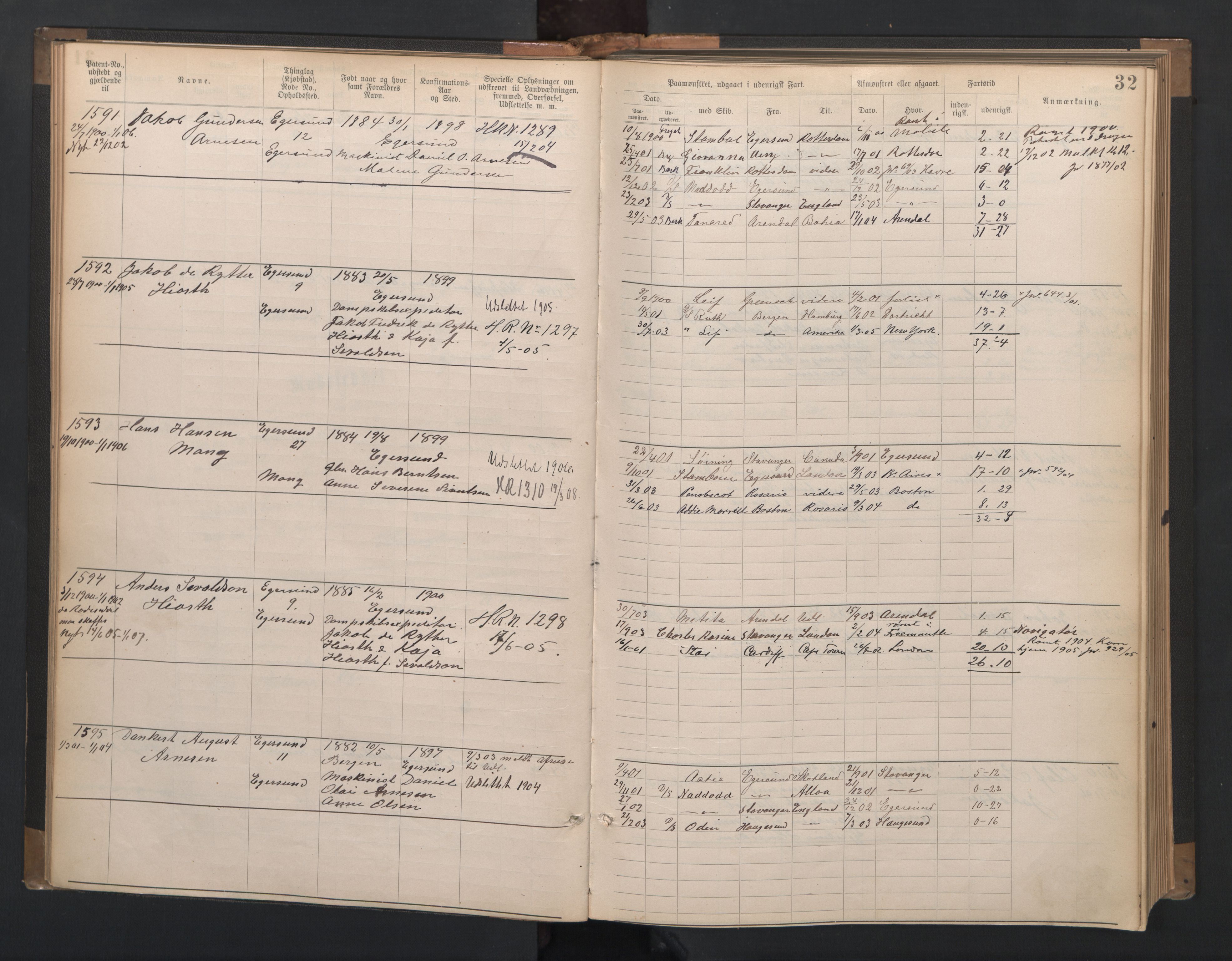 Egersund mønstringskrets, SAK/2031-0019/F/Fa/L0002: Annotasjonsrulle nr 1441-2064 med register, O-2, 1895-1931, p. 55