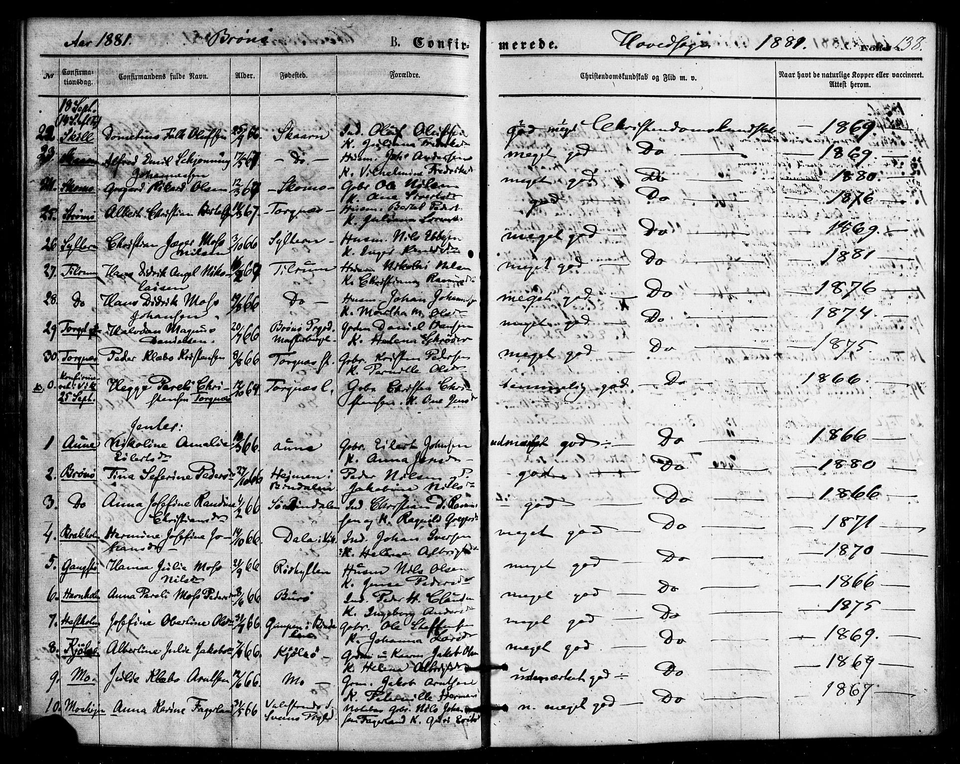 Ministerialprotokoller, klokkerbøker og fødselsregistre - Nordland, SAT/A-1459/813/L0199: Parish register (official) no. 813A09, 1875-1885, p. 138