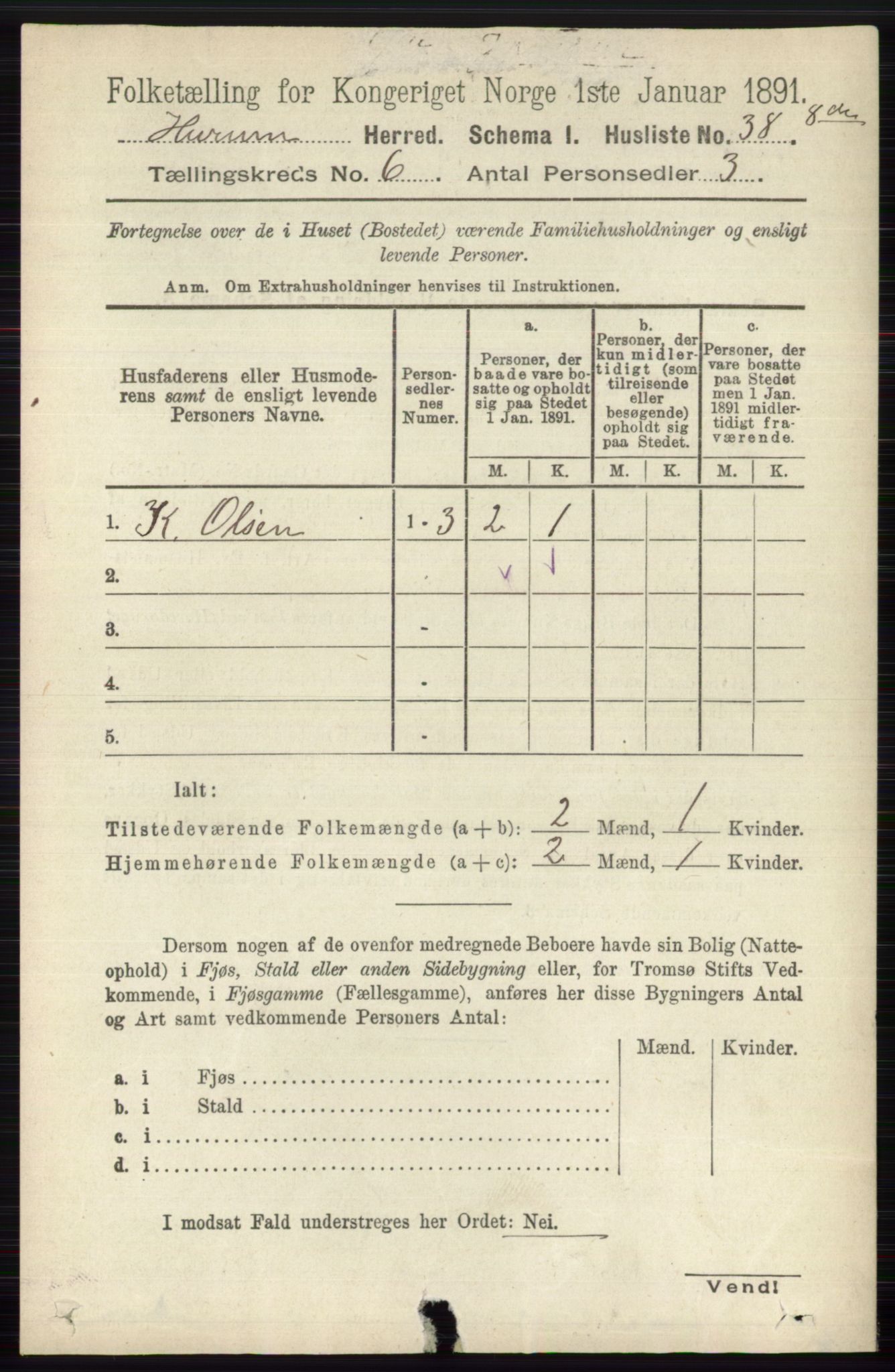 RA, 1891 census for 0628 Hurum, 1891, p. 1974