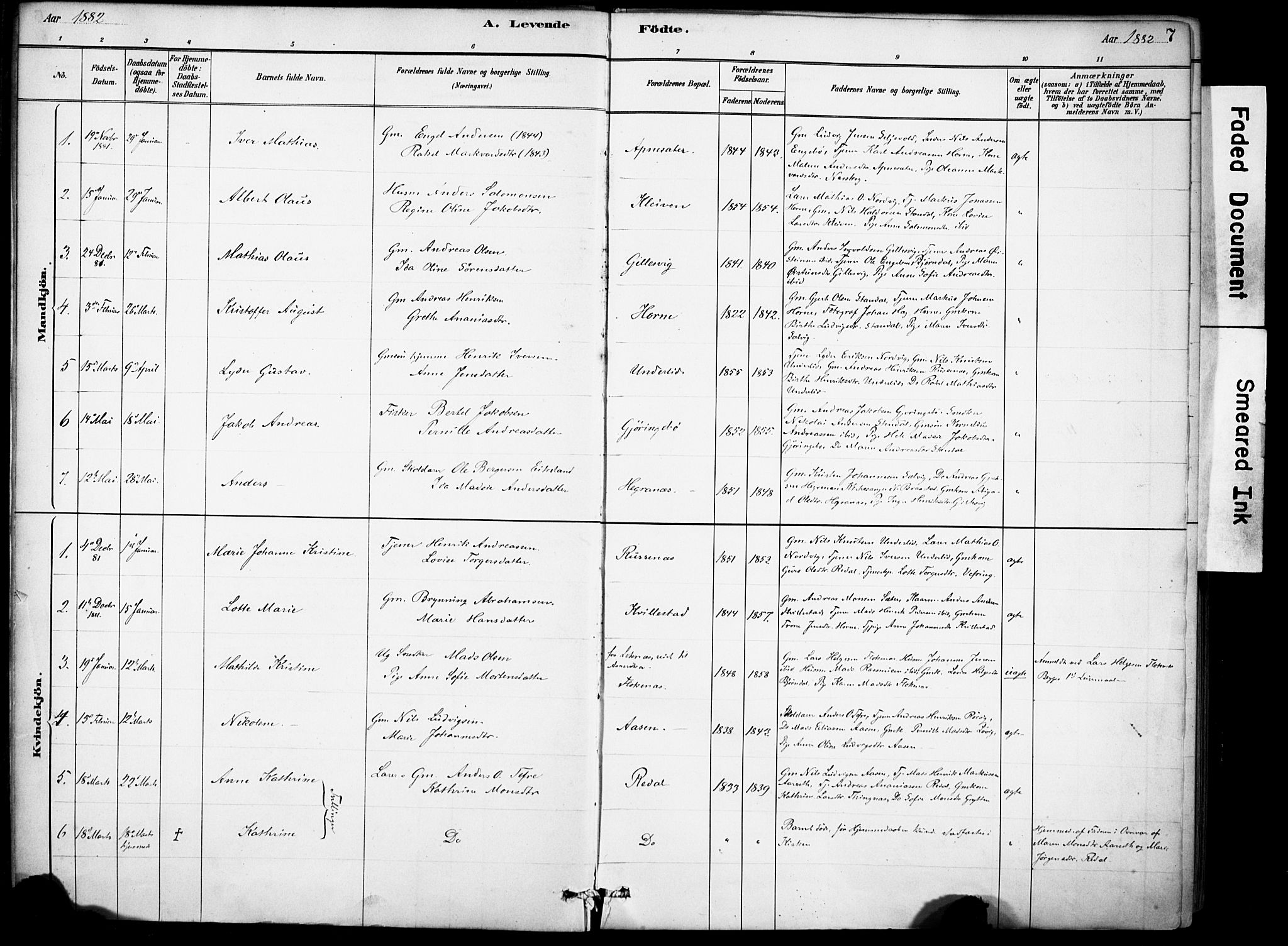 Førde sokneprestembete, AV/SAB-A-79901/H/Haa/Haae/L0001: Parish register (official) no. E 1, 1881-1911, p. 7