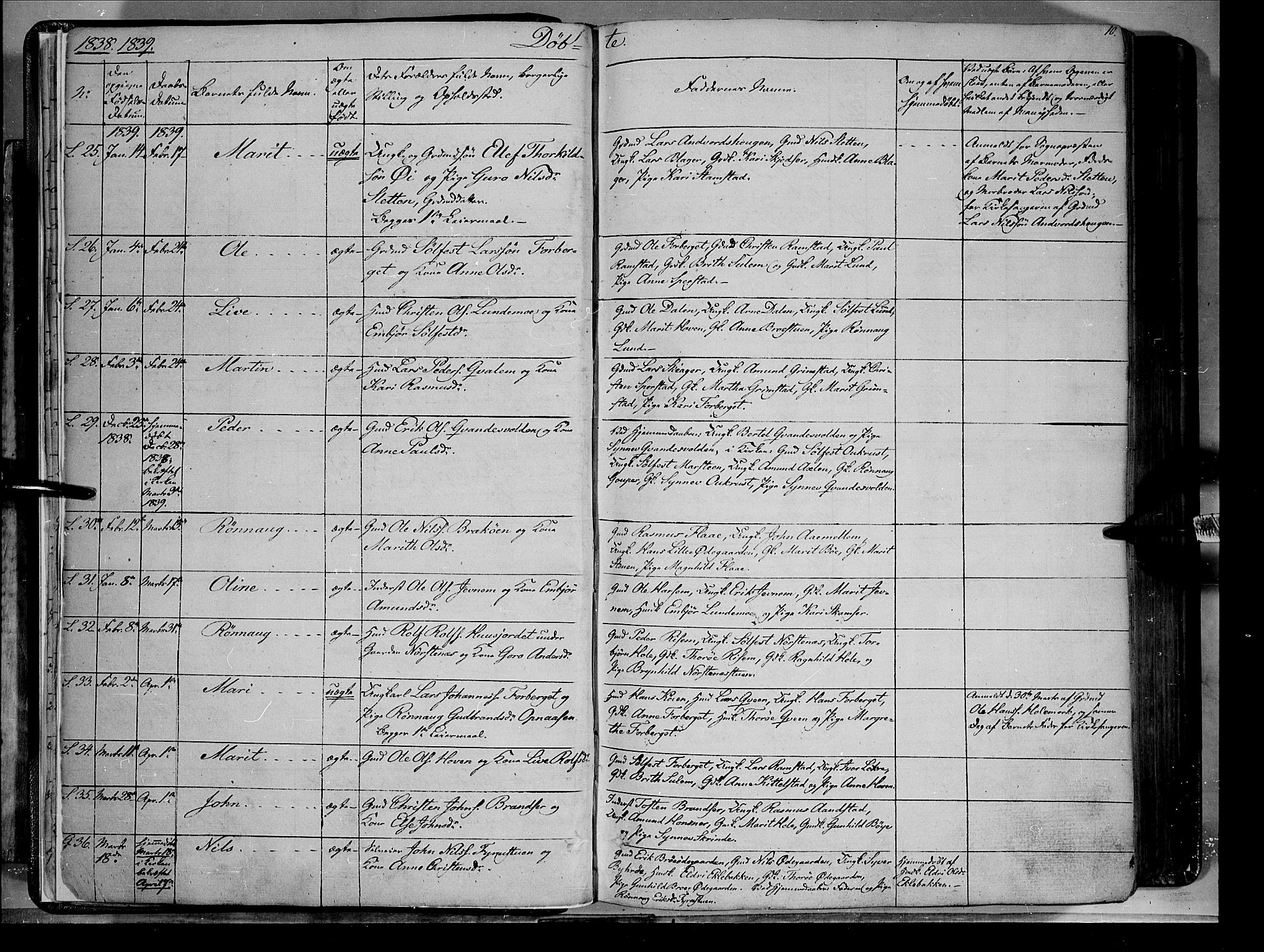 Lom prestekontor, AV/SAH-PREST-070/K/L0006: Parish register (official) no. 6A, 1837-1863, p. 10