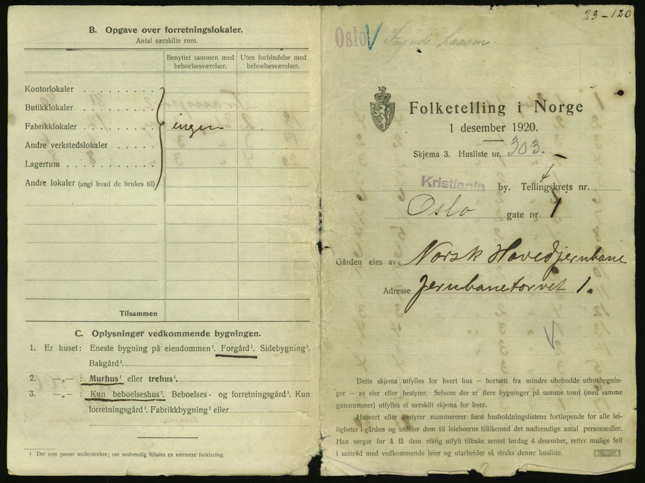 SAO, 1920 census for Kristiania, 1920, p. 78038