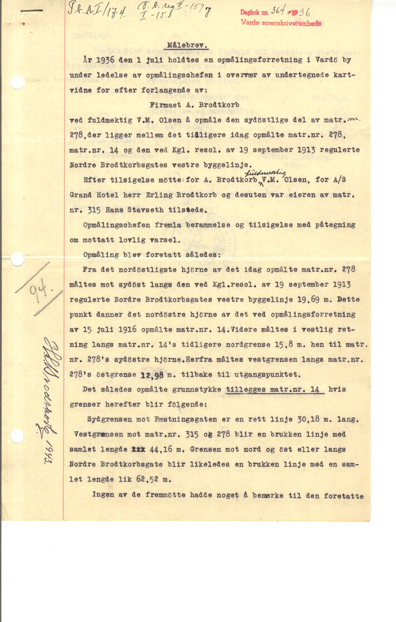 Brodtkorb handel A/S, VAMU/A-0001/Q/Qb/L0002: Skjøter og grunnbrev i Vardø by, 1852-1949, p. 51