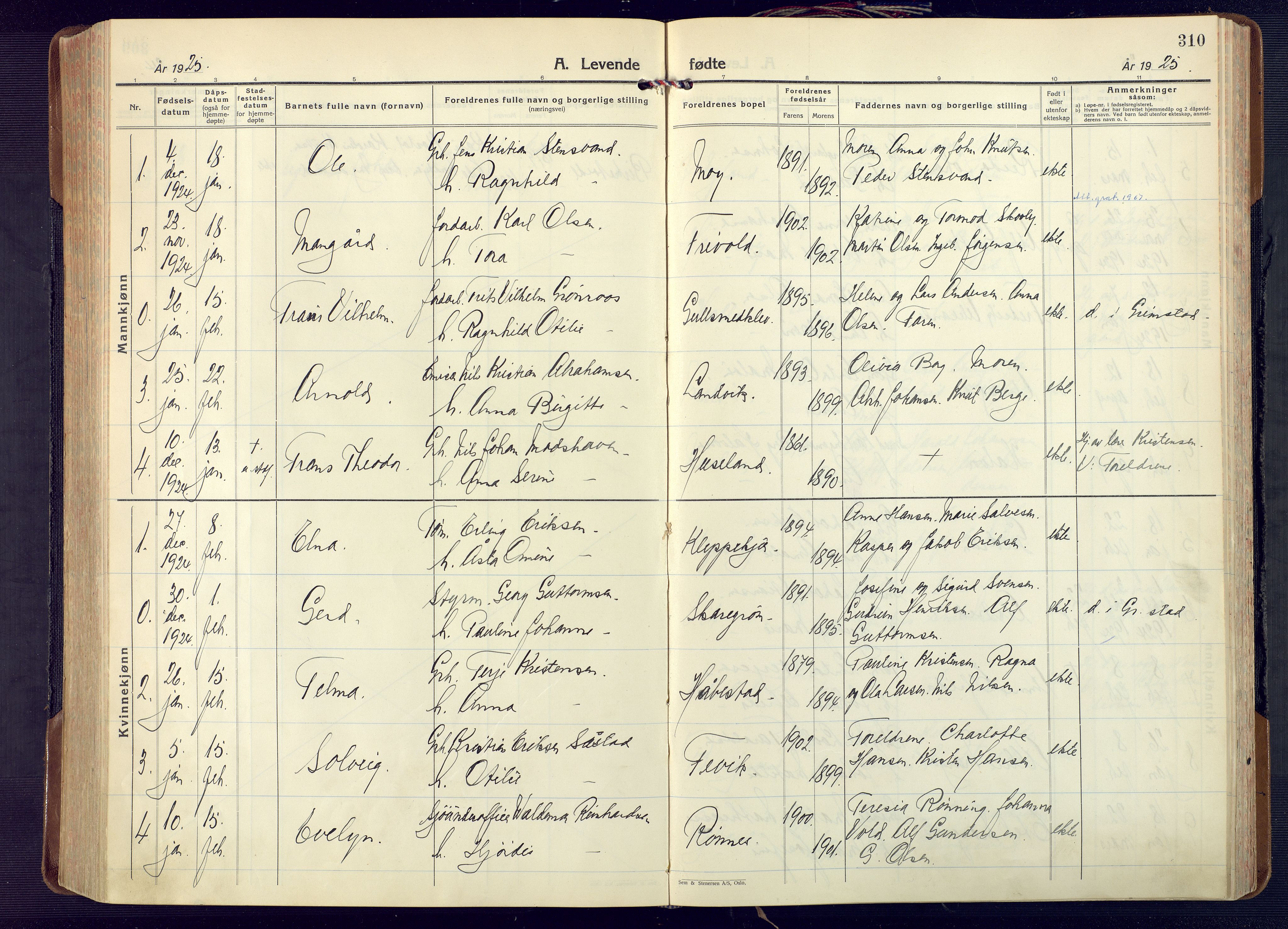 Fjære sokneprestkontor, AV/SAK-1111-0011/F/Fa/L0004: Parish register (official) no. A 4, 1902-1925, p. 310