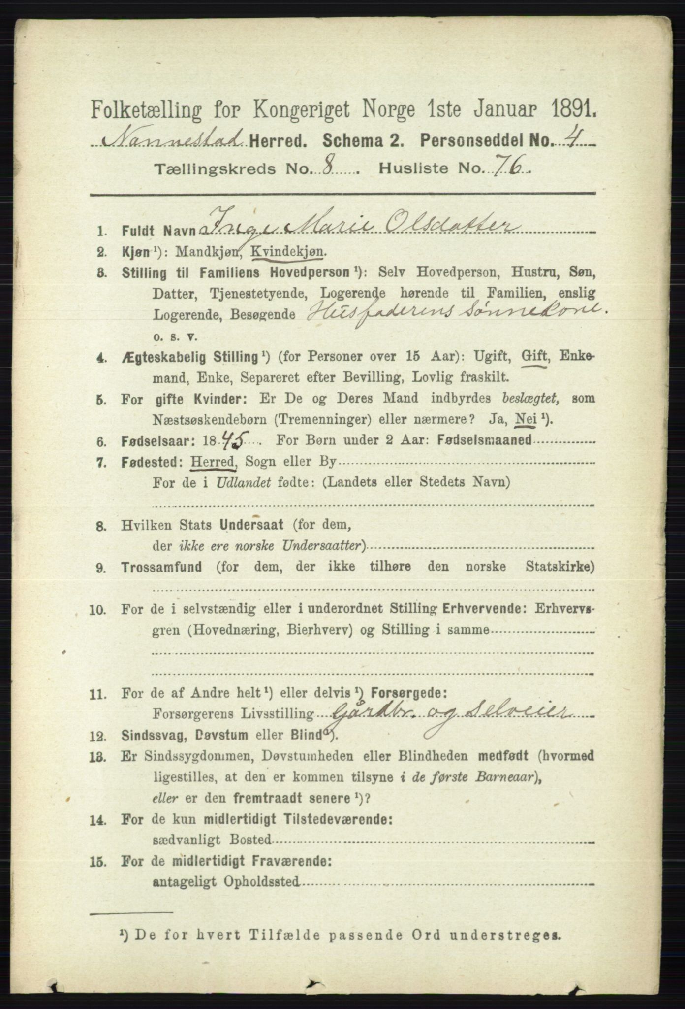 RA, 1891 census for 0238 Nannestad, 1891, p. 4879