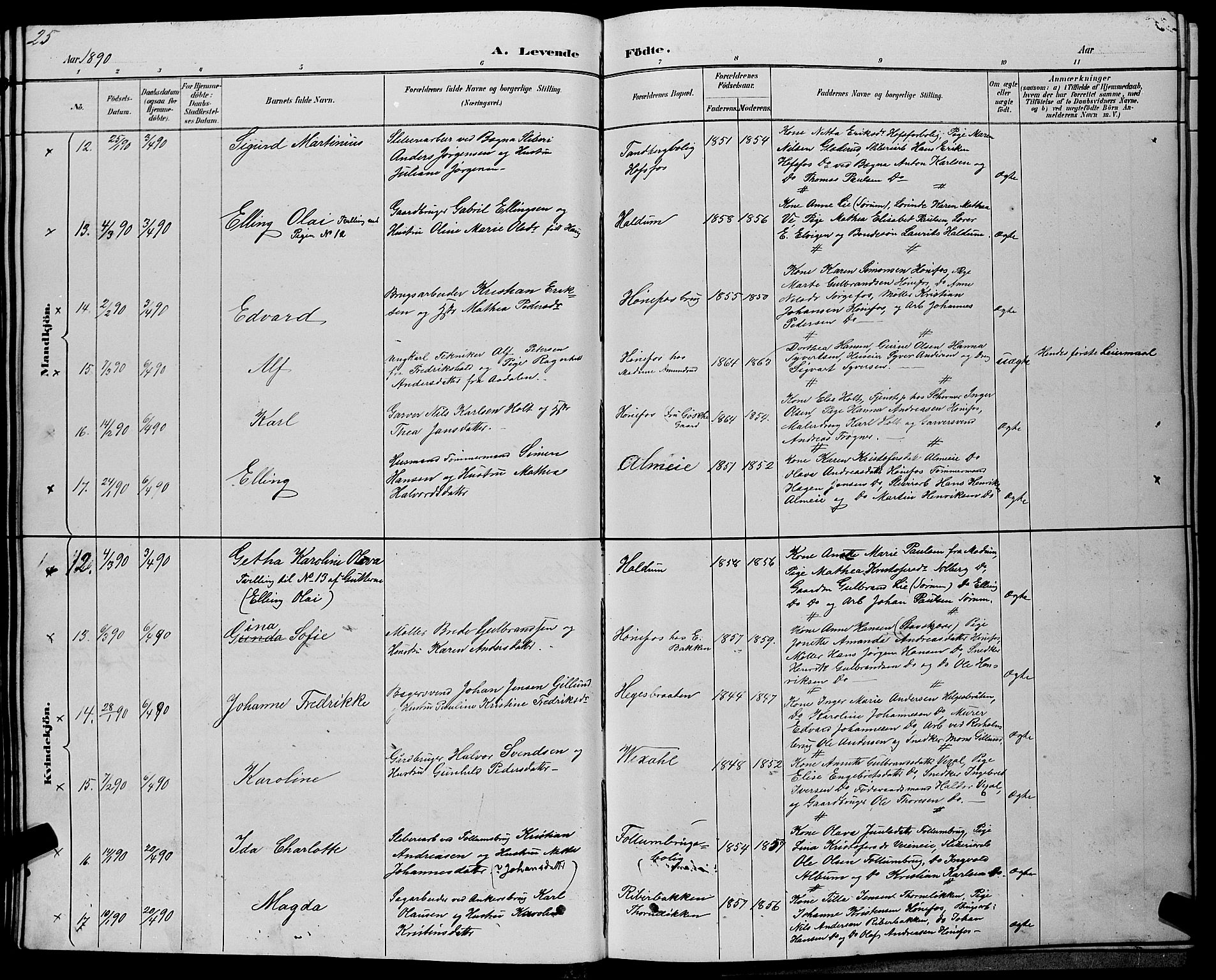 Hønefoss kirkebøker, SAKO/A-609/G/Ga/L0002: Parish register (copy) no. 2, 1888-1904, p. 25