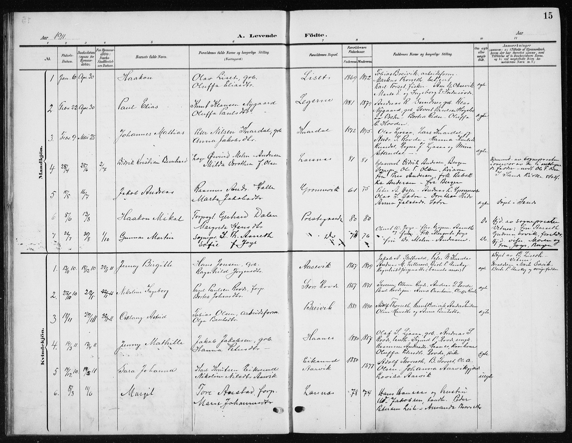 Ministerialprotokoller, klokkerbøker og fødselsregistre - Møre og Romsdal, AV/SAT-A-1454/504/L0061: Parish register (copy) no. 504C03, 1902-1940, p. 15