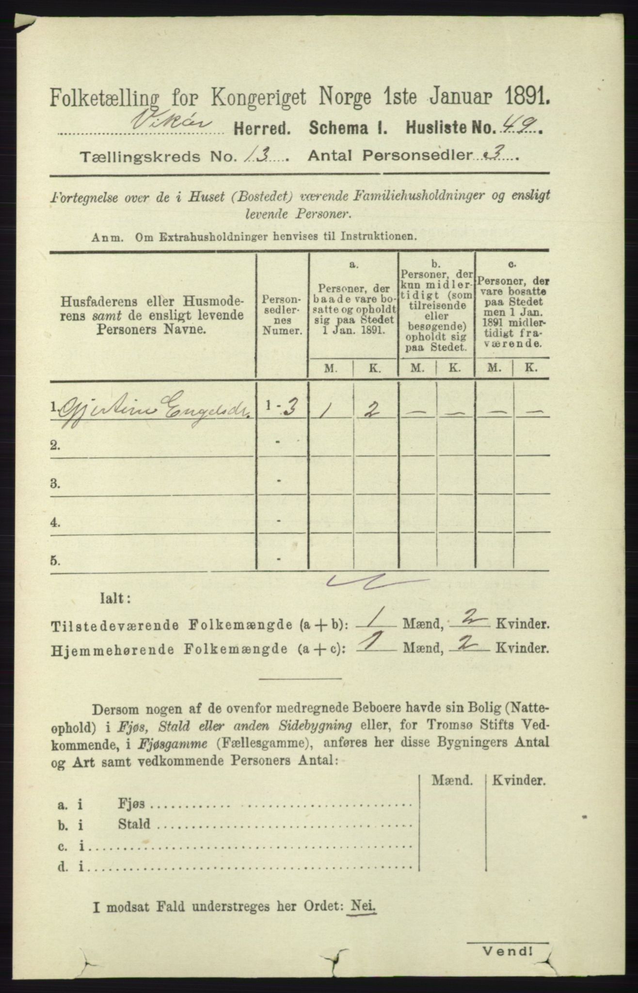 RA, 1891 census for 1238 Vikør, 1891, p. 3610