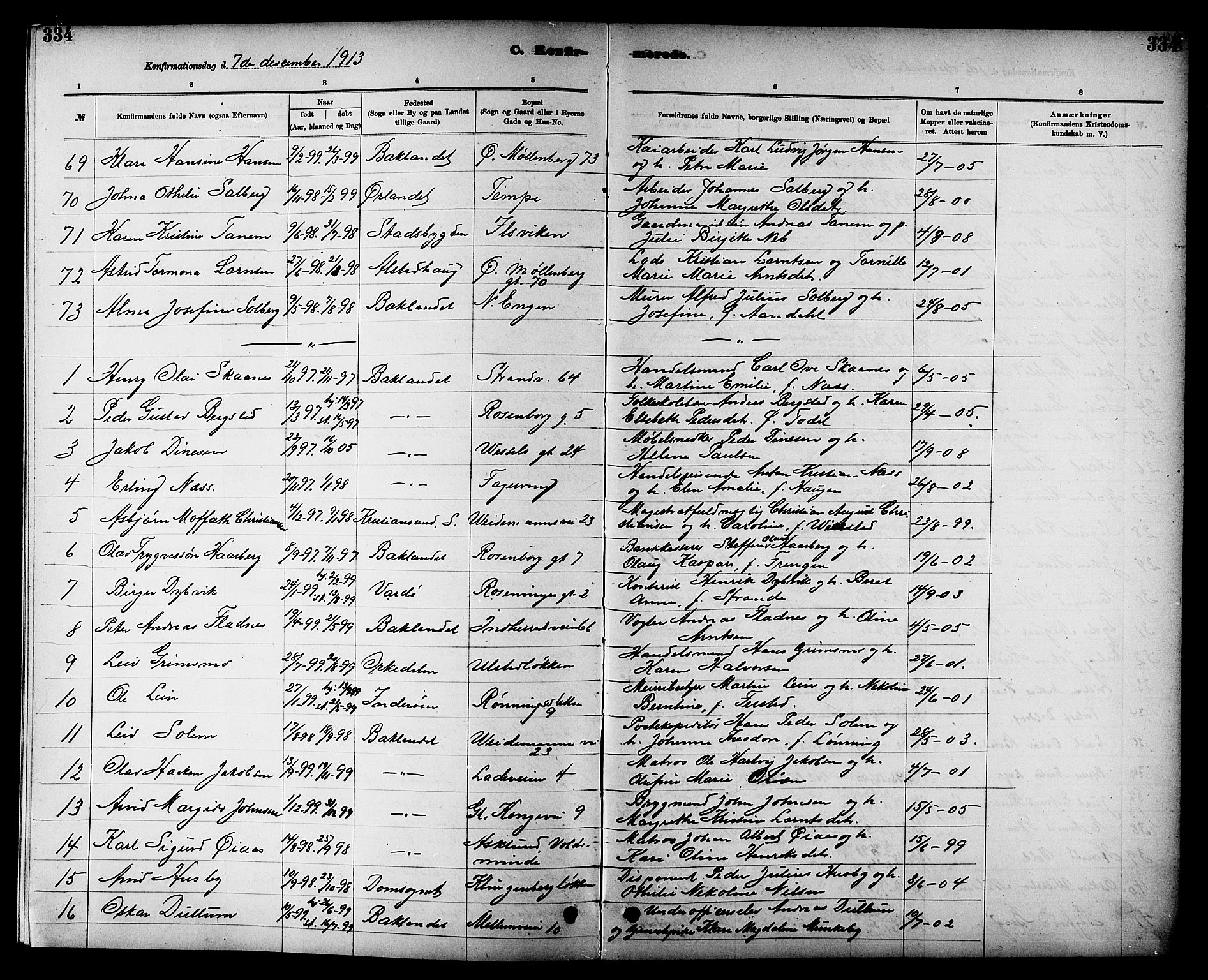 Ministerialprotokoller, klokkerbøker og fødselsregistre - Sør-Trøndelag, AV/SAT-A-1456/605/L0254: Parish register (copy) no. 605C01, 1908-1916, p. 334