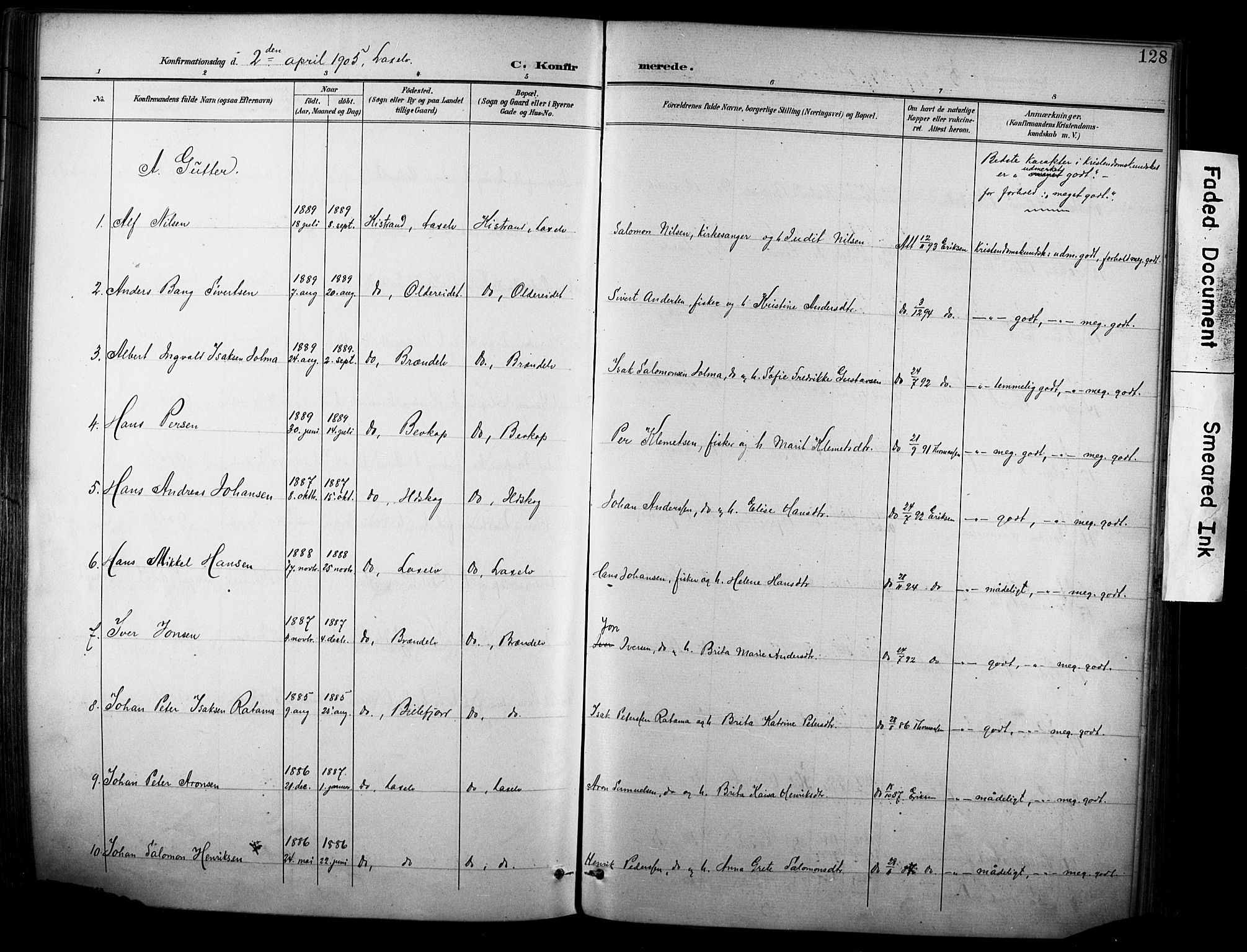 Kistrand/Porsanger sokneprestembete, SATØ/S-1351/H/Ha/L0013.kirke: Parish register (official) no. 13, 1899-1907, p. 128
