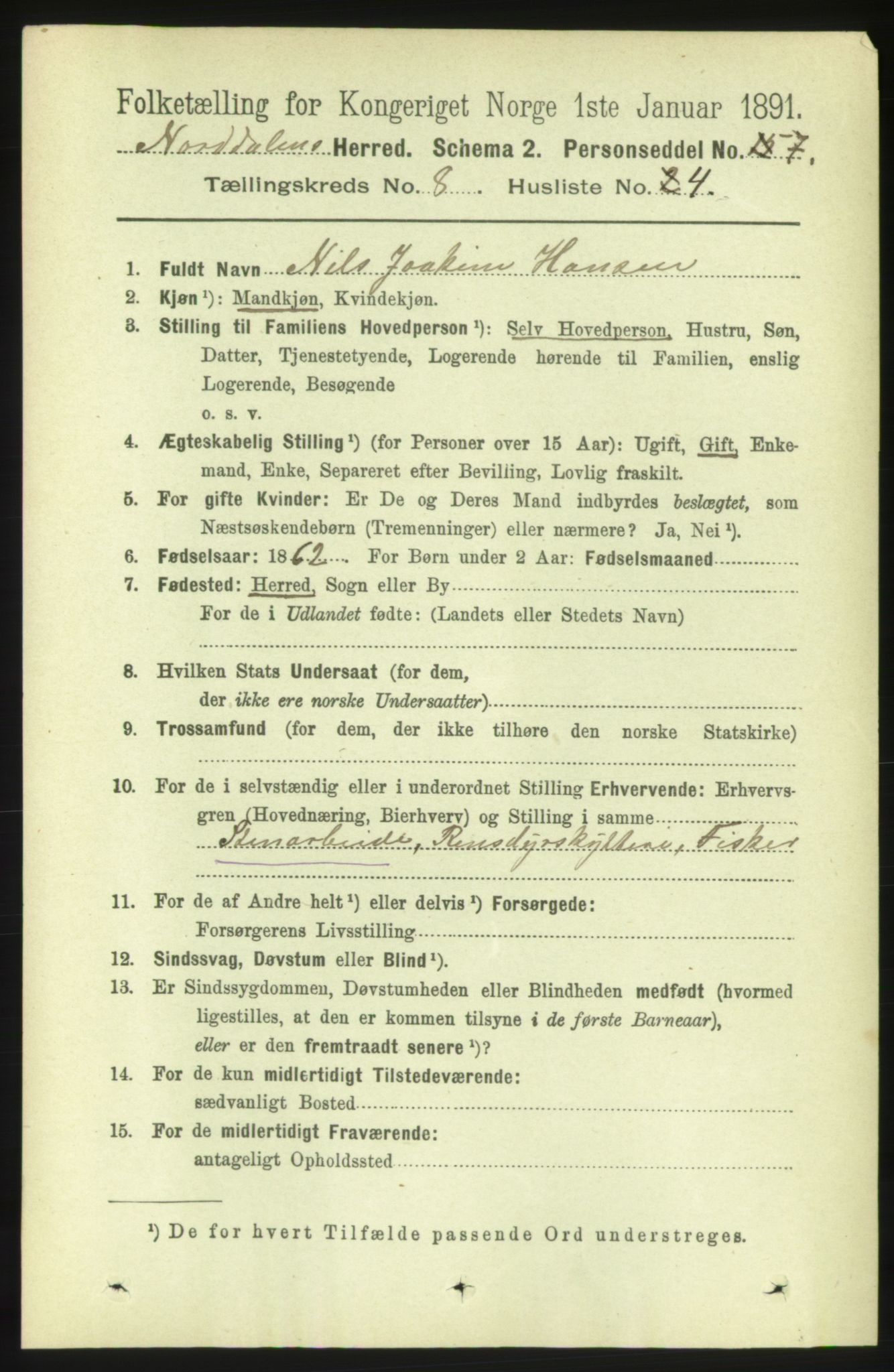 RA, 1891 census for 1524 Norddal, 1891, p. 1571
